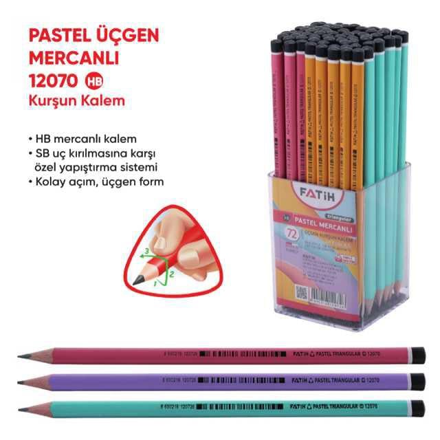 Fatih Üçgen Mercanlı Pastel Renk Kurşun Kalem