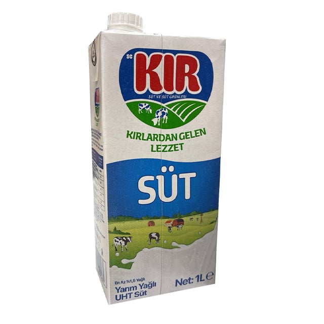 Kır Yarım Yağlı Süt 1000Ml Uht