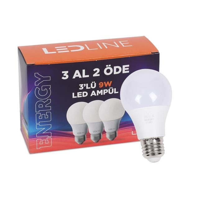 Ledline 9w 3lü Beyaz Led Ampul