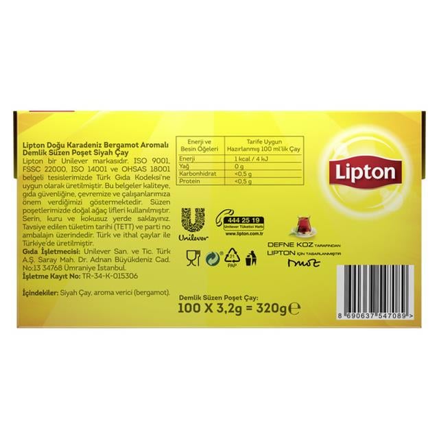 Lipton Doğu Karadeniz Demlik Poşet Çay 100'lü 1 Adet