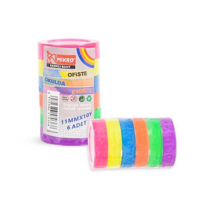 Mikro 11mmx10Y Renkli Bant 6lı