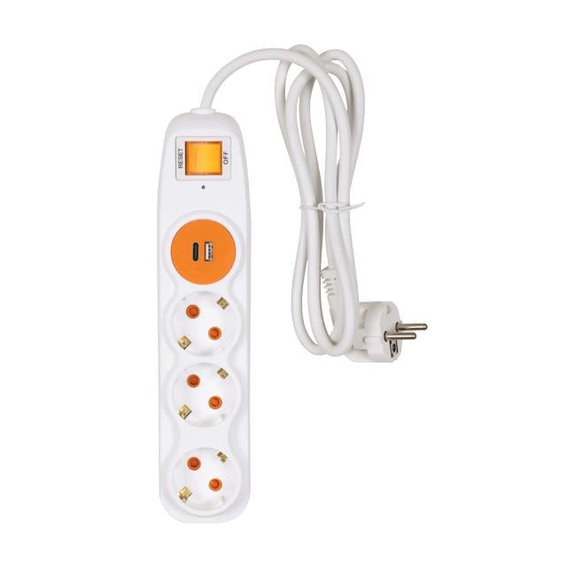 Nilson 3lü 1,5mt 1-Usb 1-Type Akım Korumalı Uzatma
