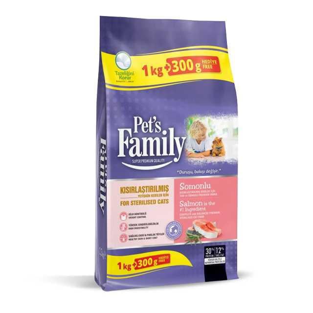 Pets Family KısırYet. Kedi Mama Somon 1000+300gr