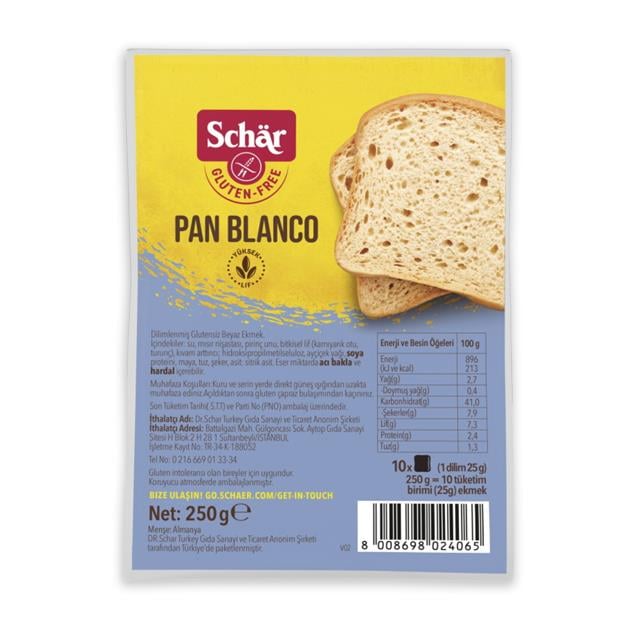 Schar Pan Blanco Glutensiz Ekmek 250gr