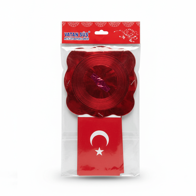 Vatan Kağıt Metalize Zincir Bayraklı Süs