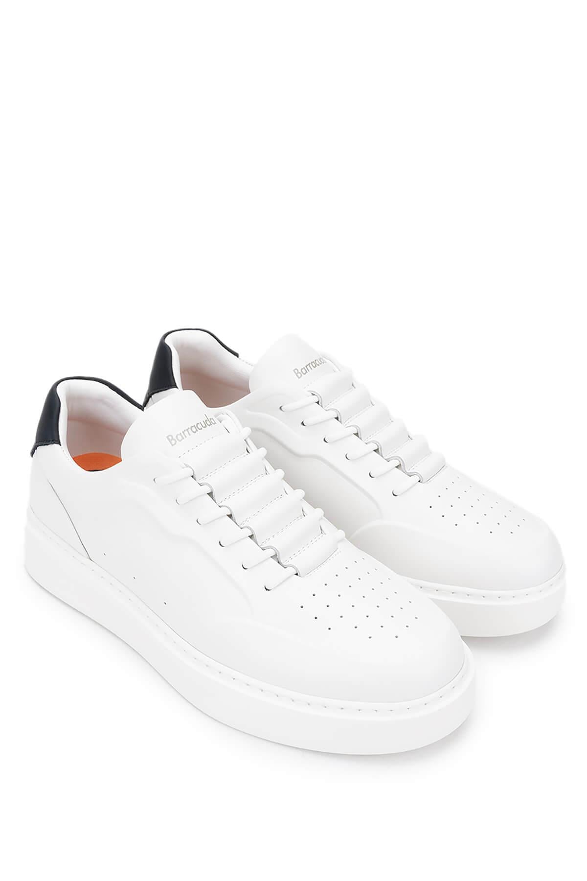 Barracuda Erkek Hakiki Deri Beyaz/Siyah Sneakers & Spor Ayakkabı