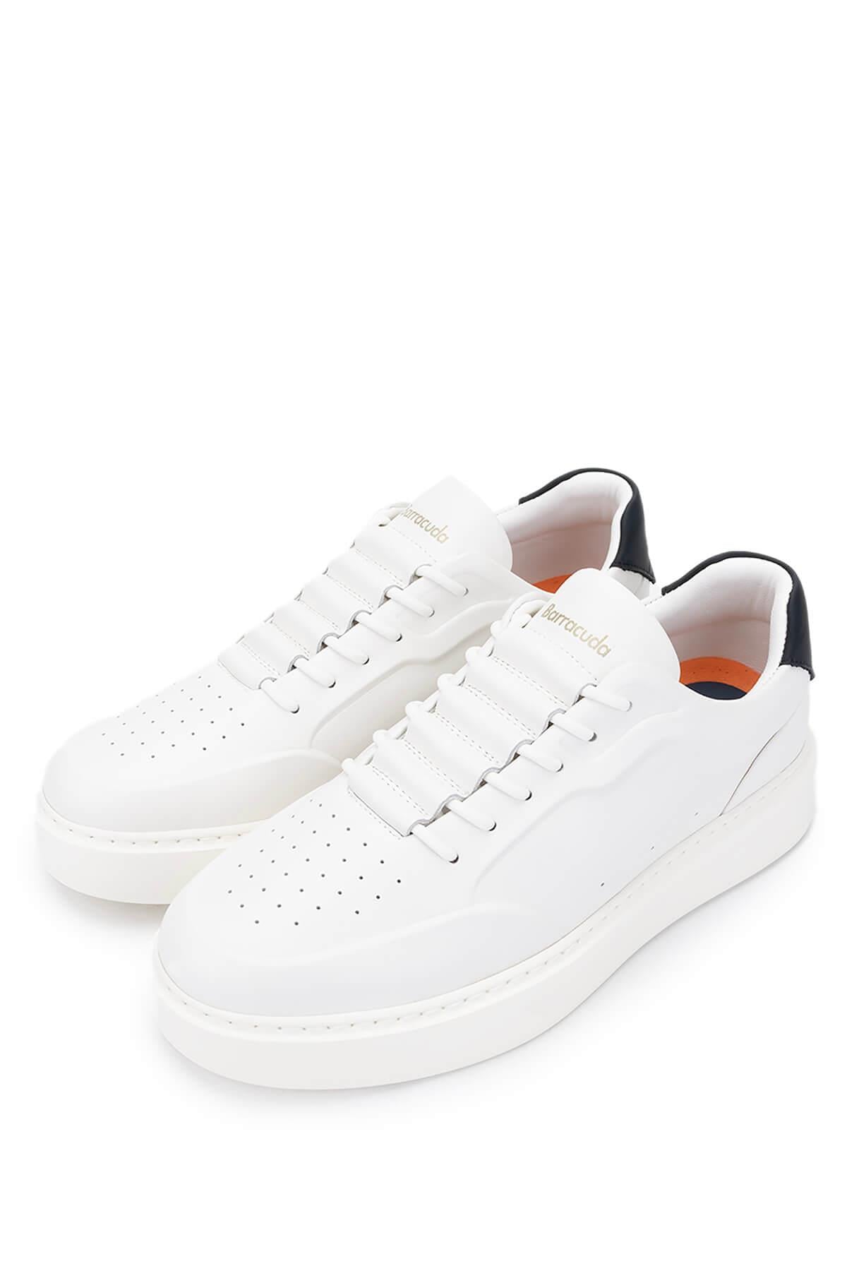 Barracuda Erkek Hakiki Deri Beyaz/Siyah Sneakers & Spor Ayakkabı