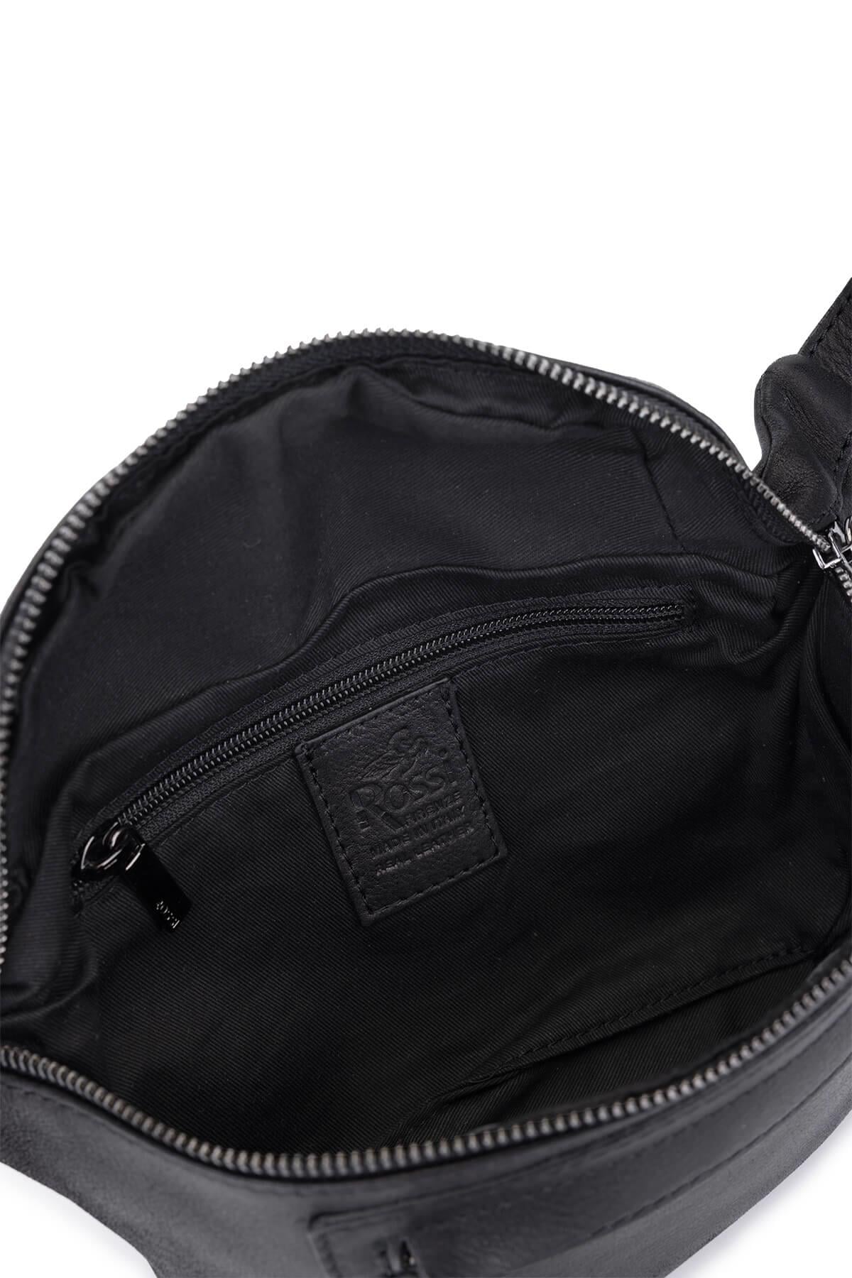 BRUNO ROSSI BAG Erkek Hakiki Deri Siyah Bel Çantası