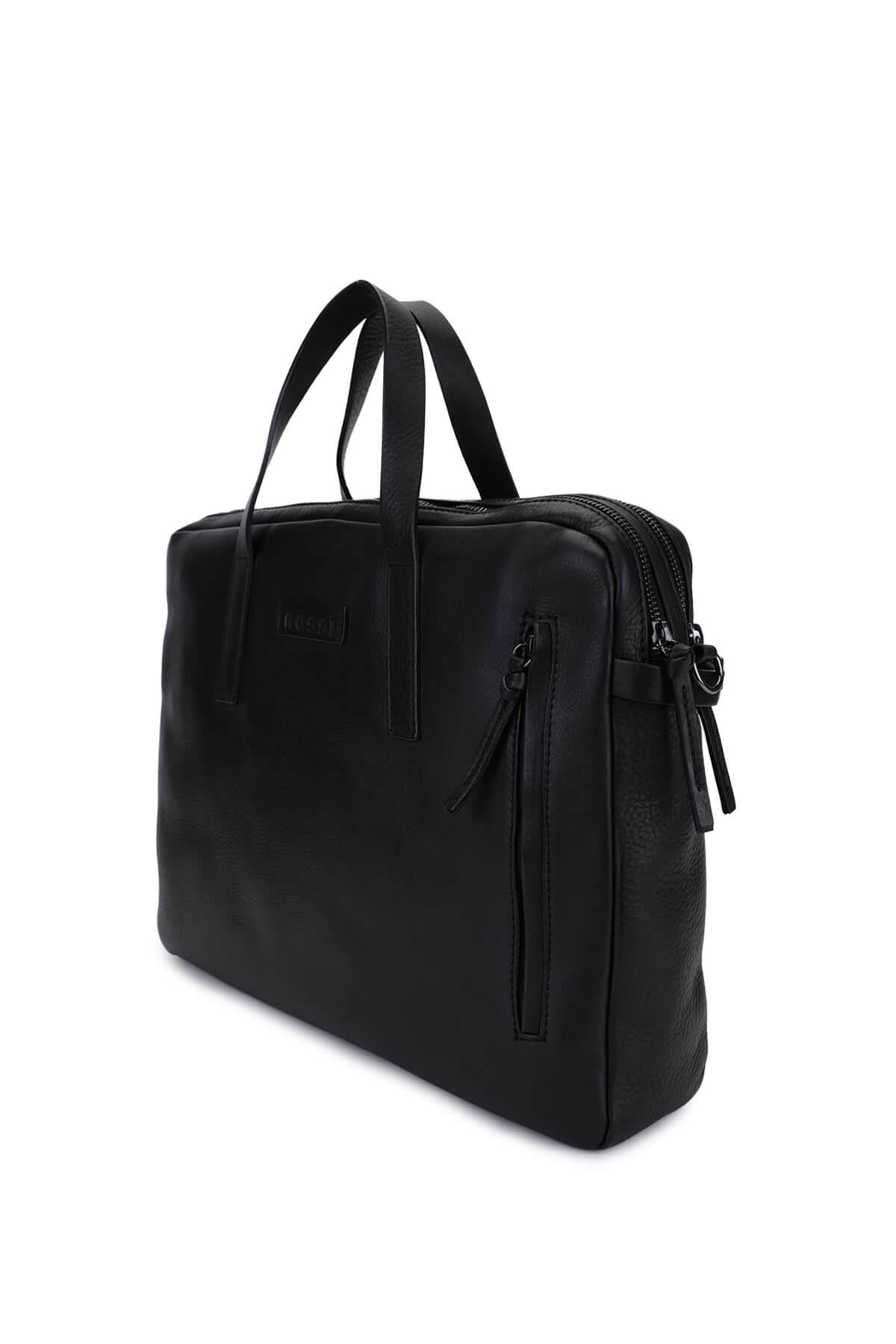 Bruno Rossi Bag Erkek Hakiki Deri Siyah Evrak Çantası