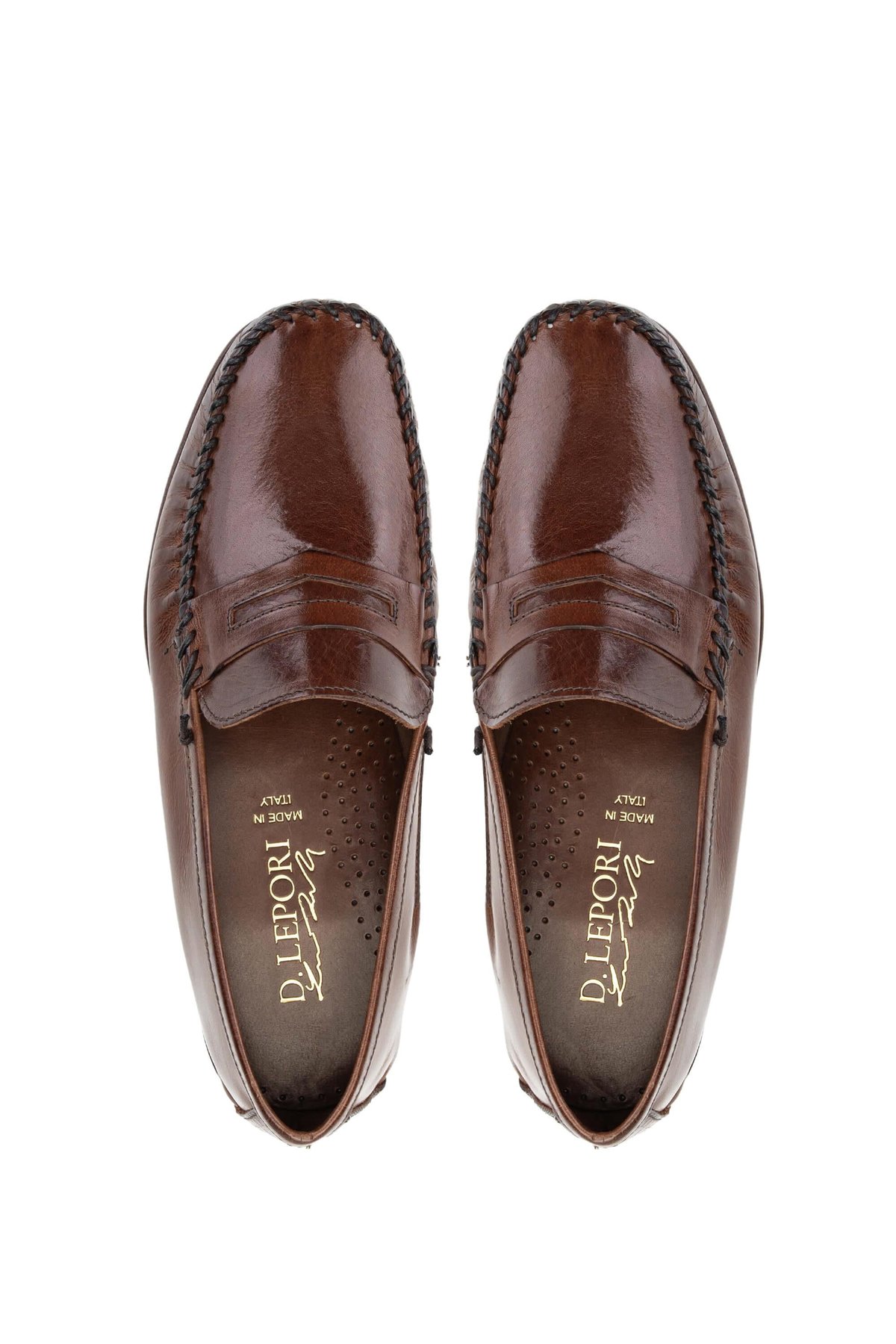 D.LEPORI Erkek Hakiki Deri Kahverengi Loafer Ayakkabı