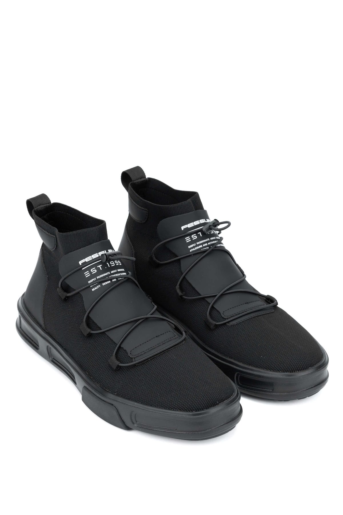 FESSURA Erkek Deri & Tekstil Siyah Sneakers & Spor Bot