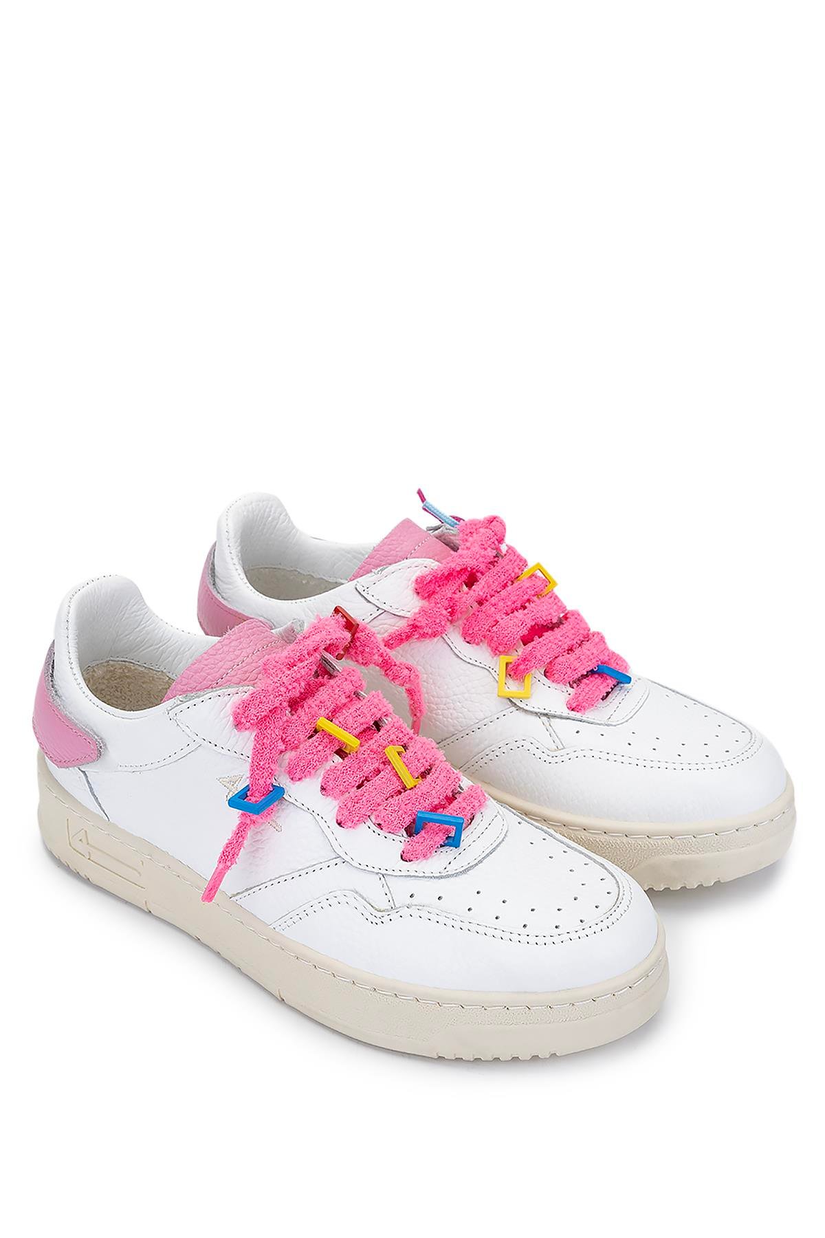 Fourline Kadın Hakiki Deri Beyaz/Pembe Sneakers & Spor Ayakkabı