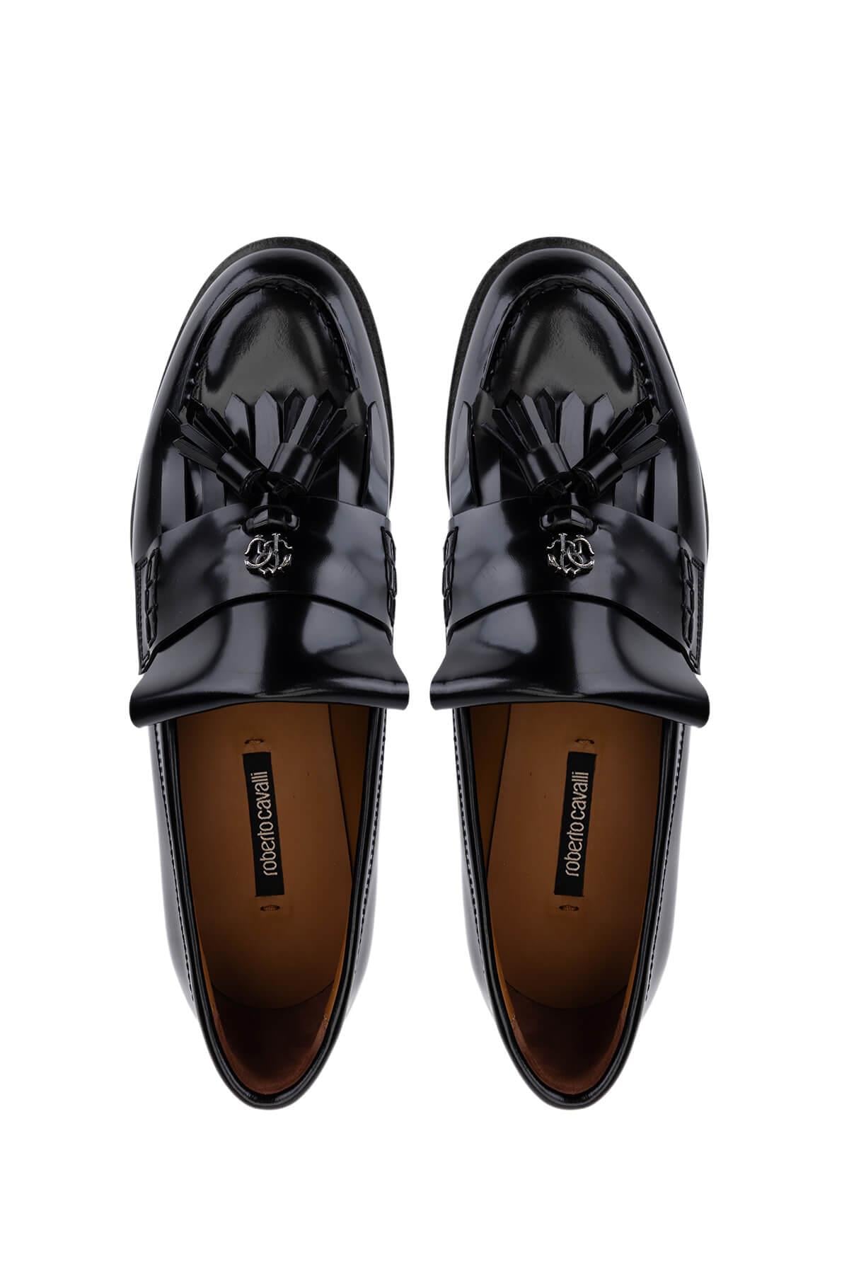 Roberto Cavalli Erkek Hakiki Deri Siyah Loafer Ayakkabı