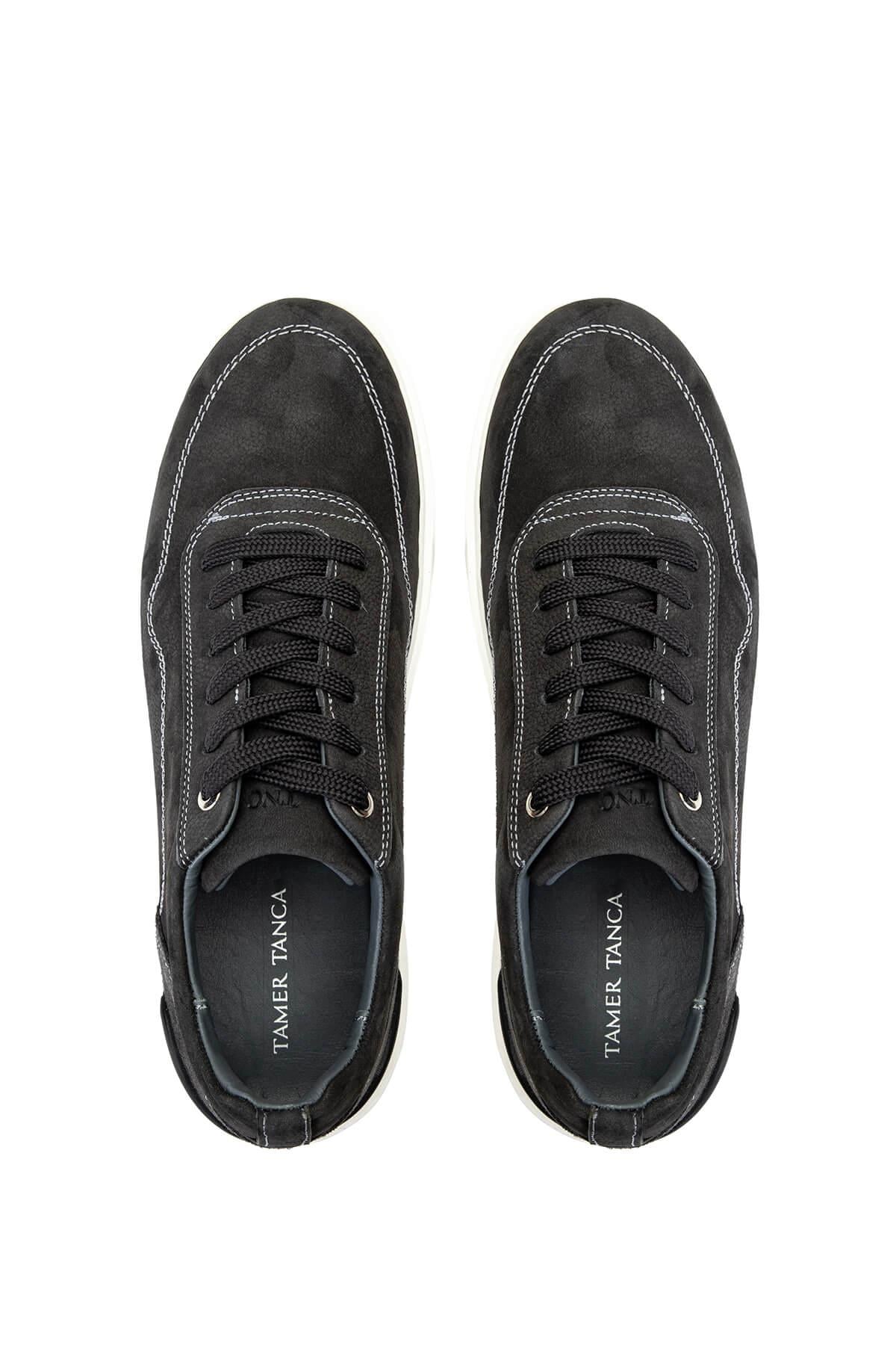 Tamer Tanca Erkek Hakiki Deri Gri Nubuk Sneakers & Spor Ayakkabı