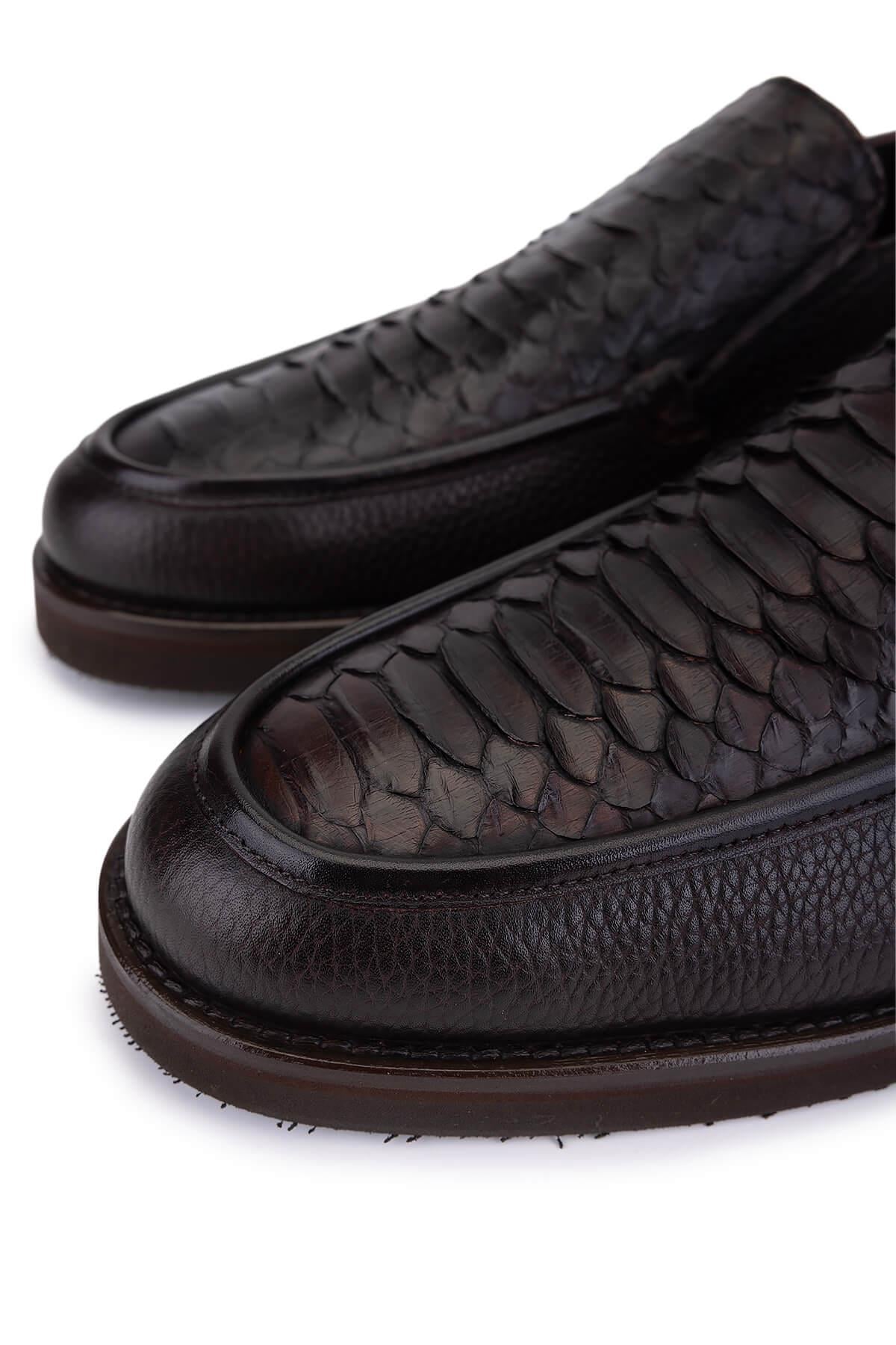 Tamer Tanca Erkek Hakiki Deri Kahverengi Loafer Ayakkabı