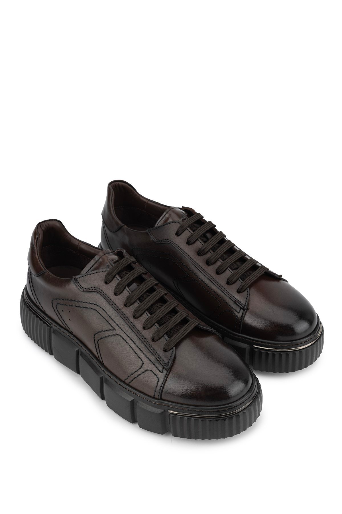 Tamer Tanca Erkek Hakiki Deri Kahverengi Sneakers & Spor Ayakkabı