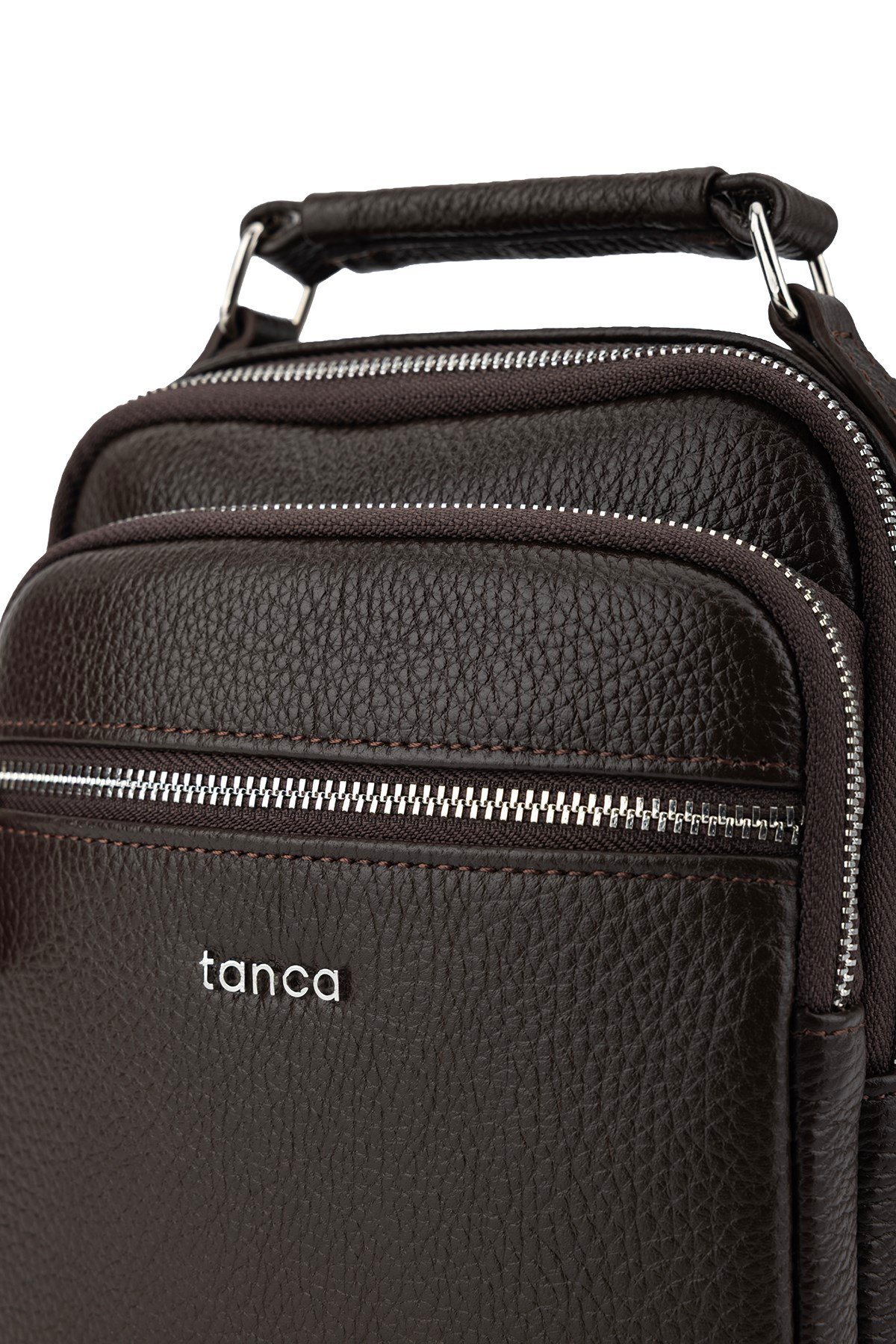 Tamer Tanca Erkek Hakiki Deri Kahverengi El Çantası