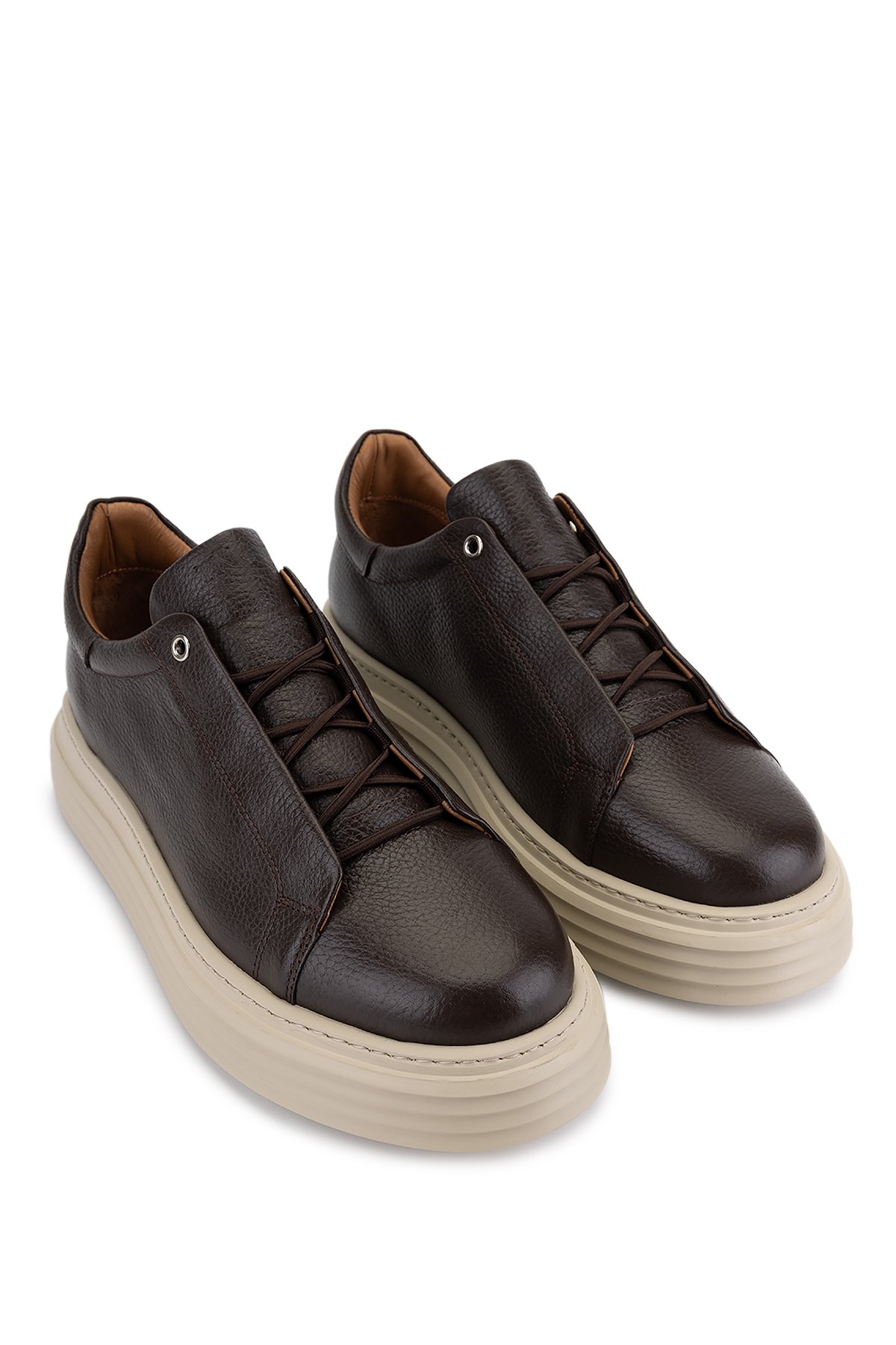 Tamer Tanca Erkek Hakiki Deri Kahverengi Sneakers & Spor Ayakkabı
