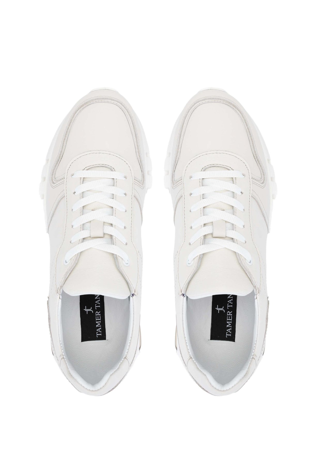 Tamer Tanca Erkek Hakiki Deri Kırık Beyaz Sneakers & Spor Ayakkabı