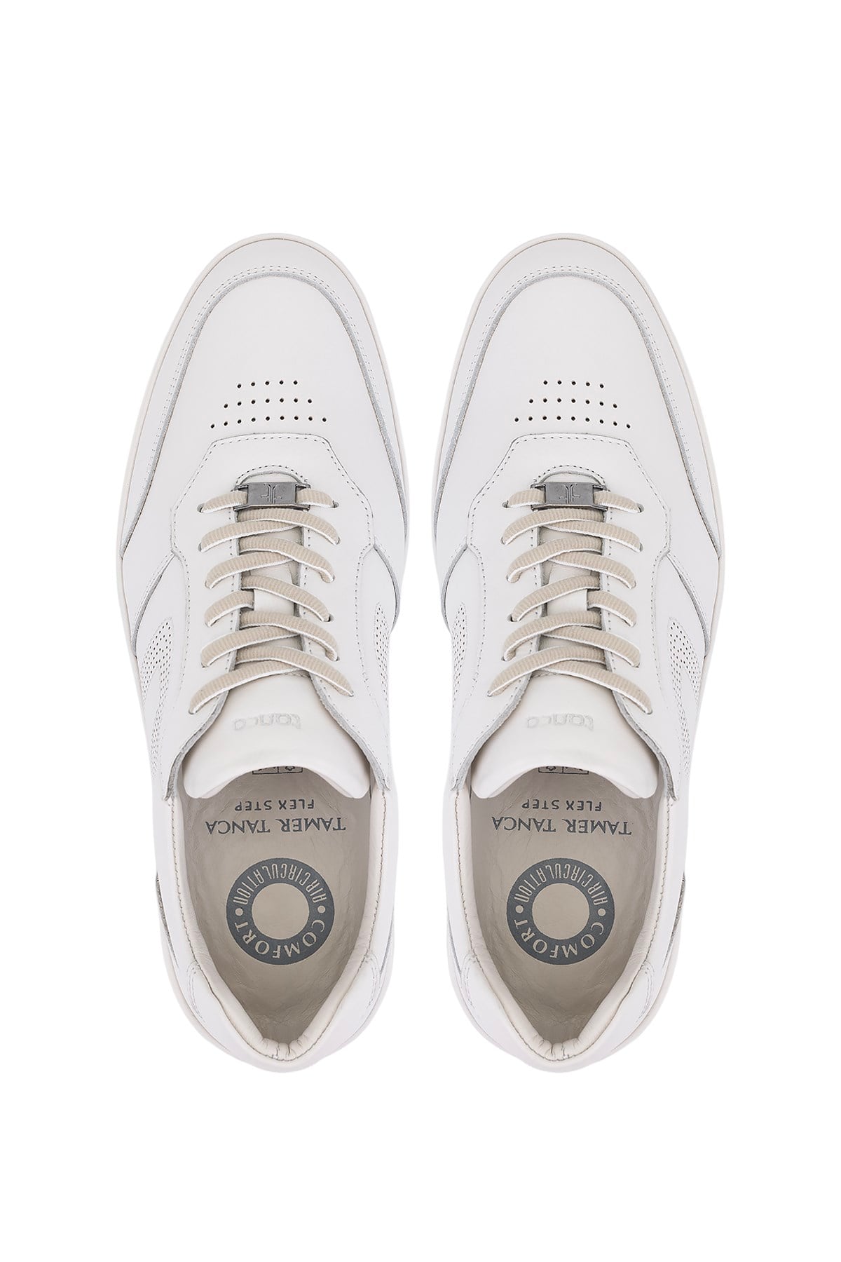 Tamer Tanca Erkek Hakiki Deri Kırık Beyaz Sneakers & Spor Ayakkabı