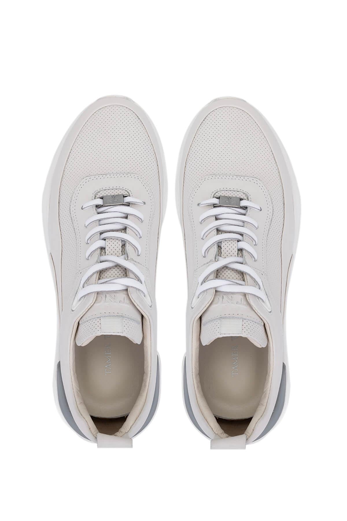Tamer Tanca Erkek Hakiki Deri Kırık Beyaz Sneakers & Spor Ayakkabı