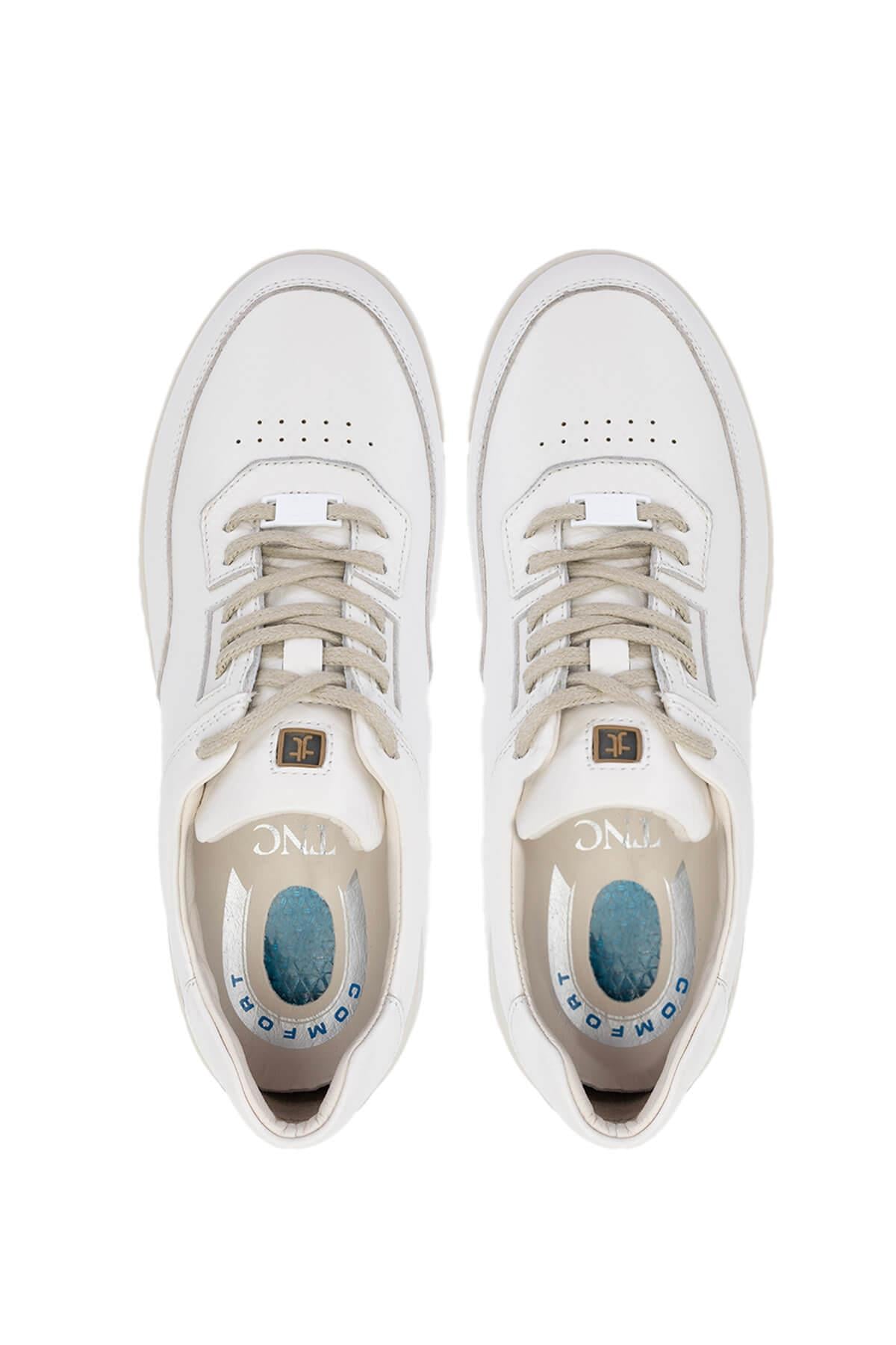Tamer Tanca Erkek Hakiki Deri Kırık Beyaz Sneakers & Spor Ayakkabı