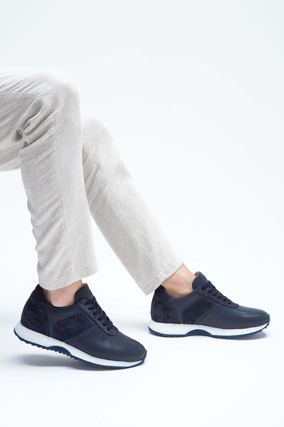 Tamer Tanca Erkek Hakiki Deri Lacivert Sneakers & Spor Ayakkabı
