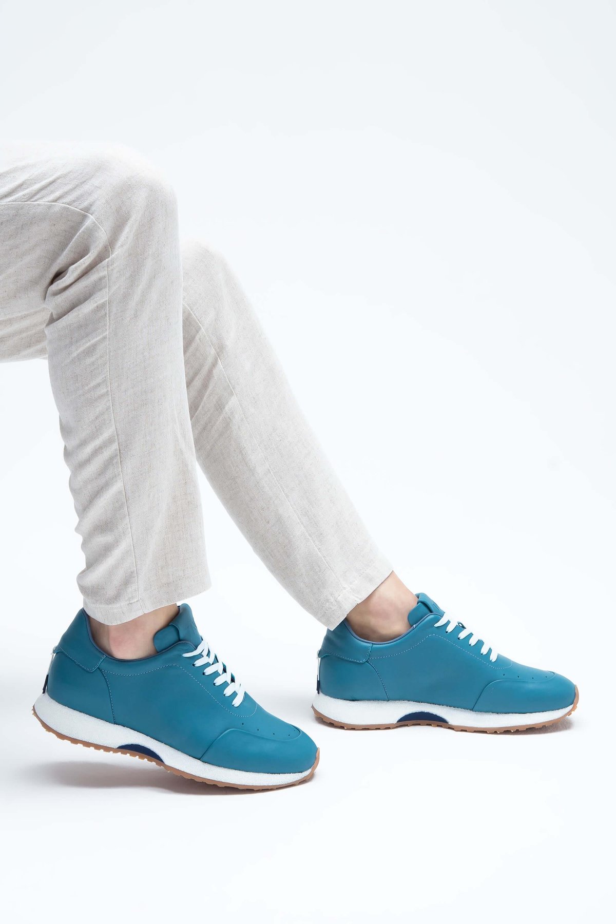 Tamer Tanca Erkek Hakiki Deri Mavi Napa Sneakers & Spor Ayakkabı