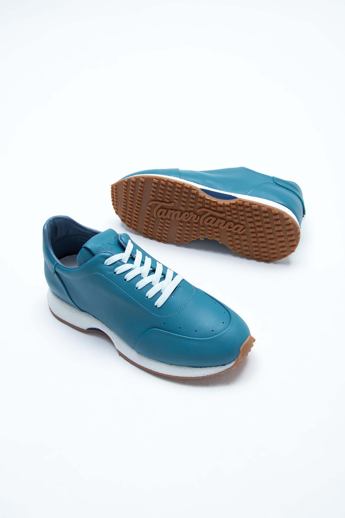 Tamer Tanca Erkek Hakiki Deri Mavi Napa Sneakers & Spor Ayakkabı