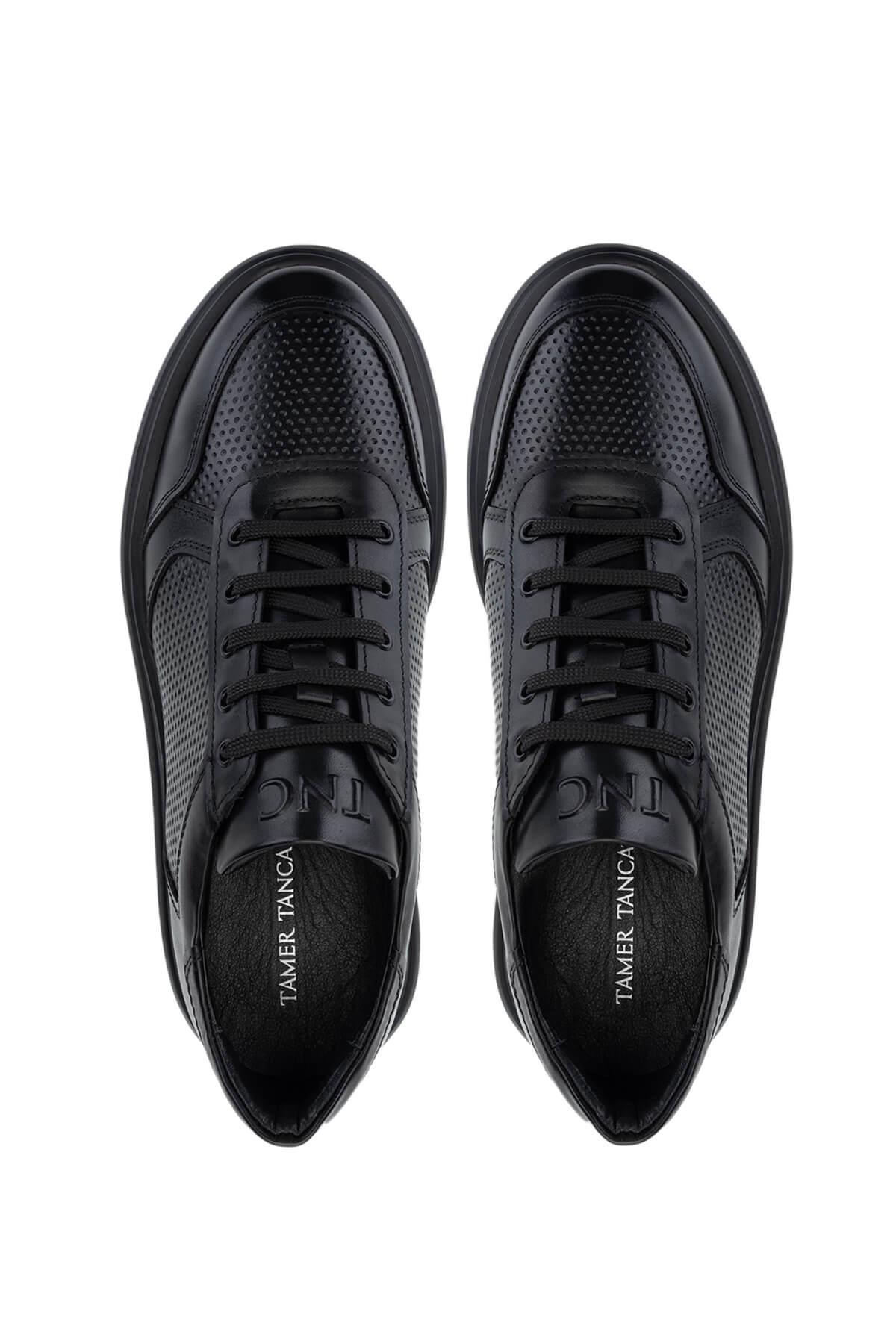 Tamer Tanca Erkek Hakiki Deri Siyah Deri Sneakers & Spor Ayakkabı