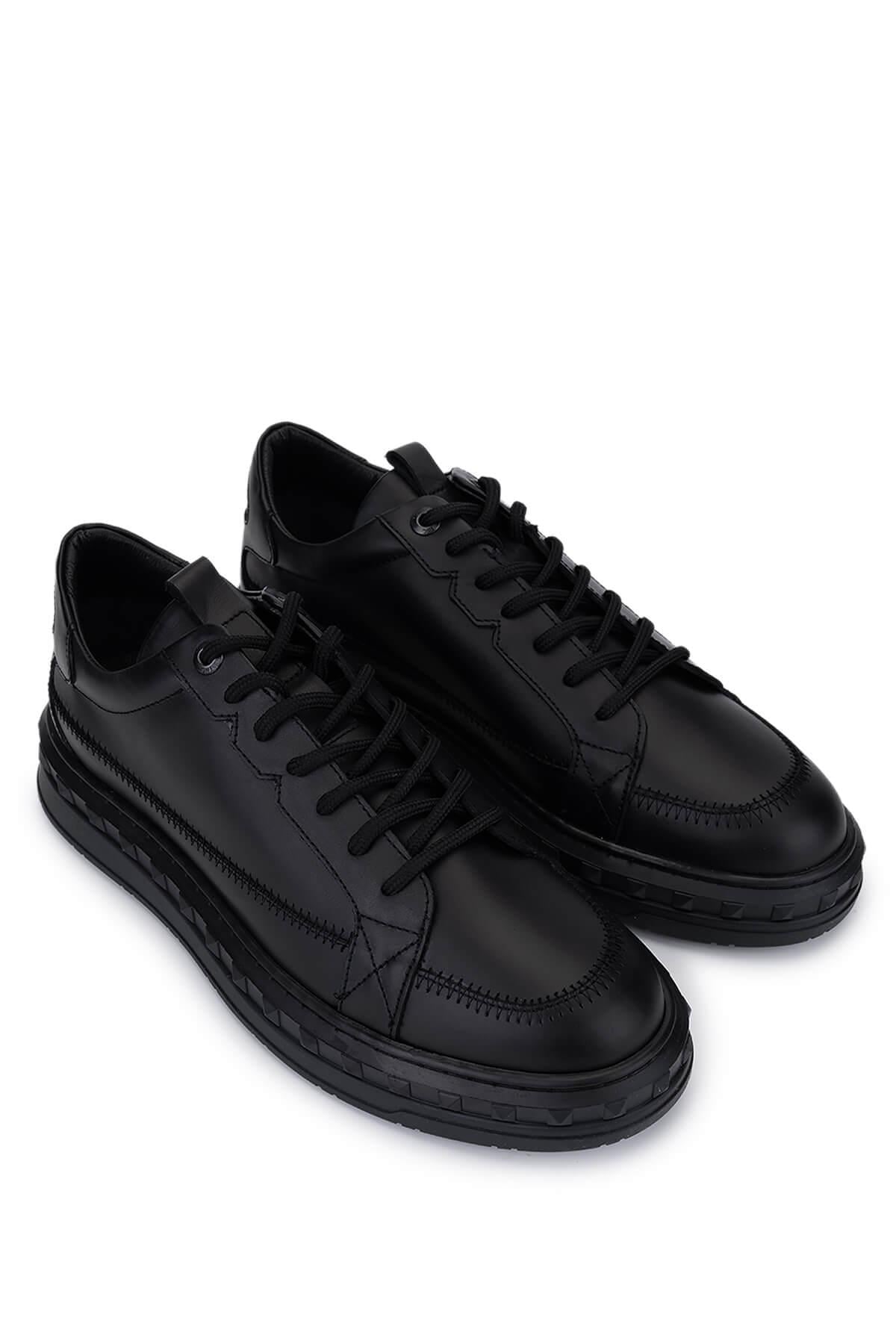 Tamer Tanca Erkek Hakiki Deri Siyah Deri Sneakers & Spor Ayakkabı