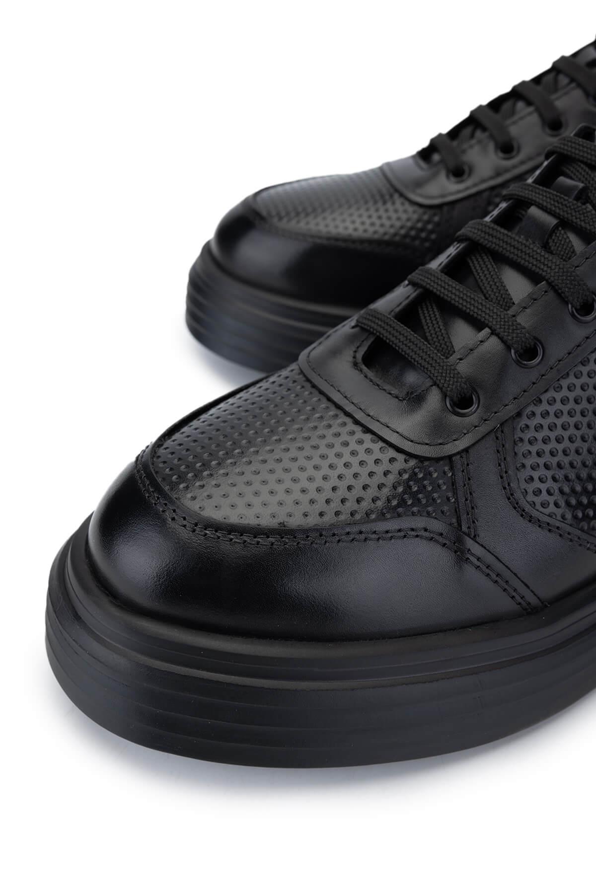 Tamer Tanca Erkek Hakiki Deri Siyah Deri Sneakers & Spor Ayakkabı