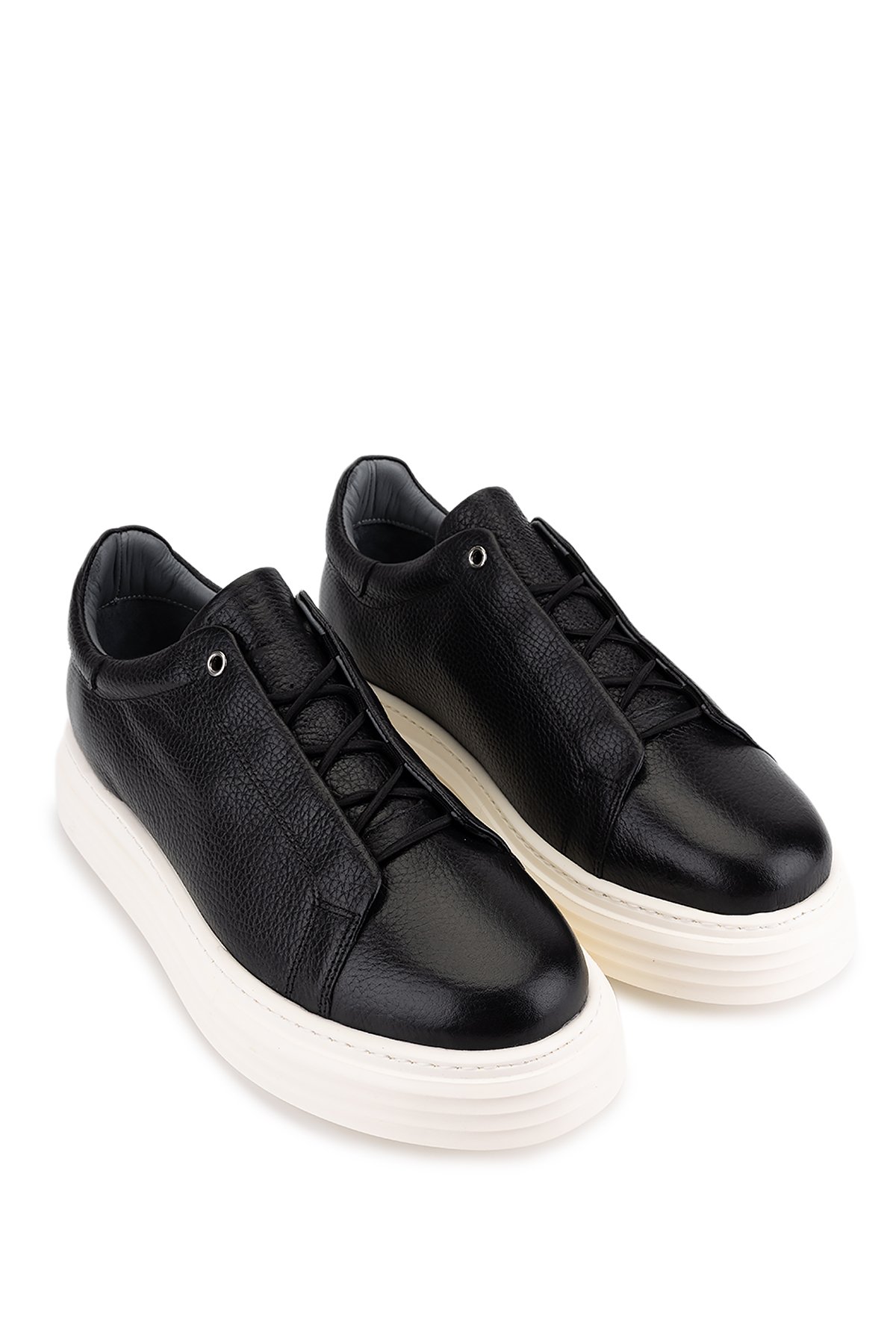 Tamer Tanca Erkek Hakiki Deri Siyah Floter Sneakers & Spor Ayakkabı