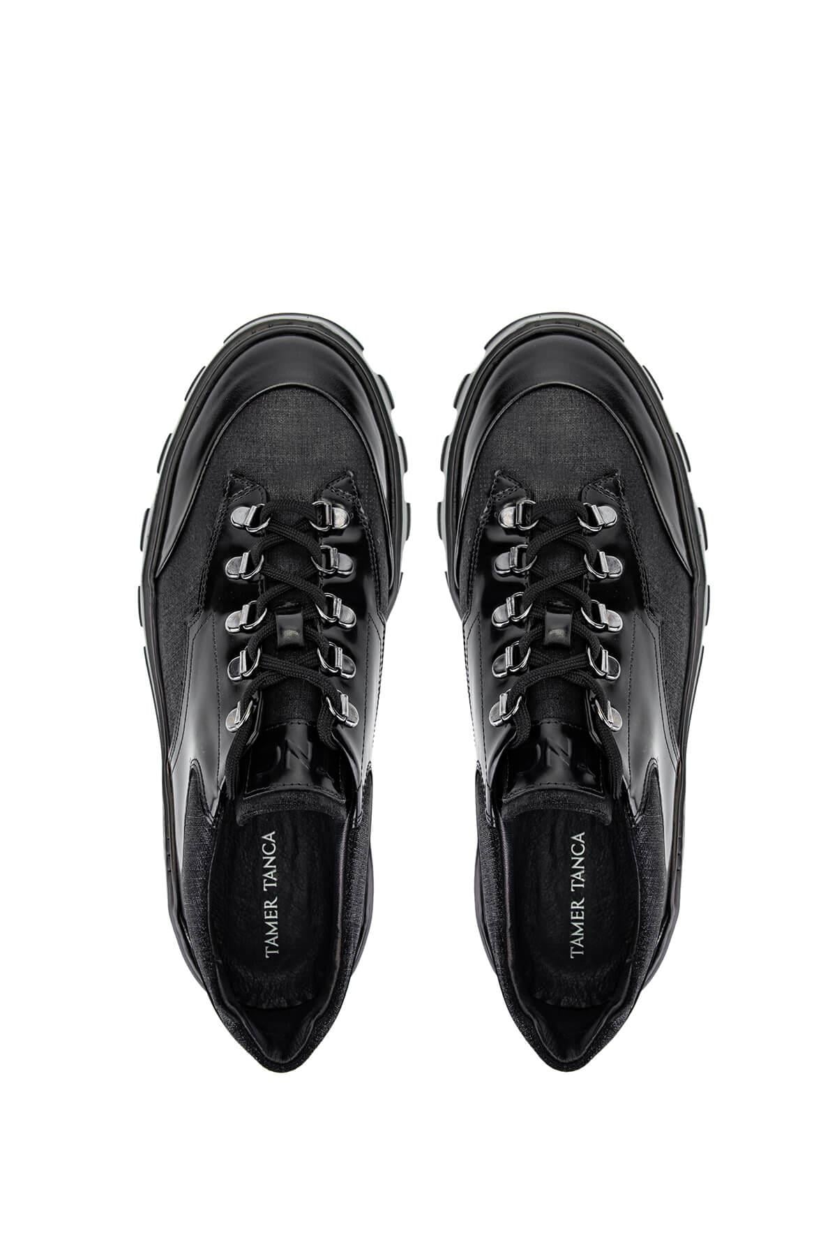 Tamer Tanca Erkek Hakiki Deri Siyah Sneakers & Spor Ayakkabı