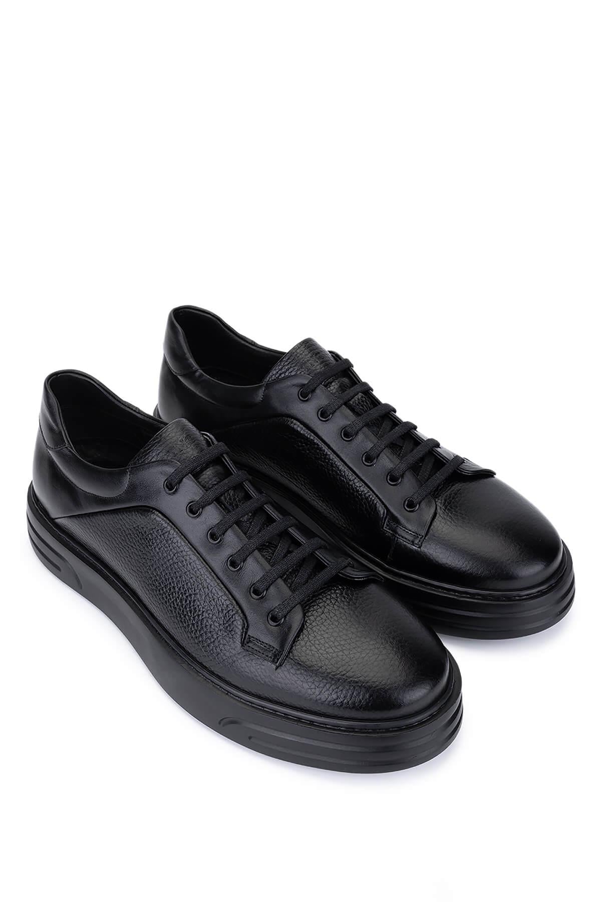 Tamer Tanca Erkek Hakiki Deri Siyah Sneakers & Spor Ayakkabı