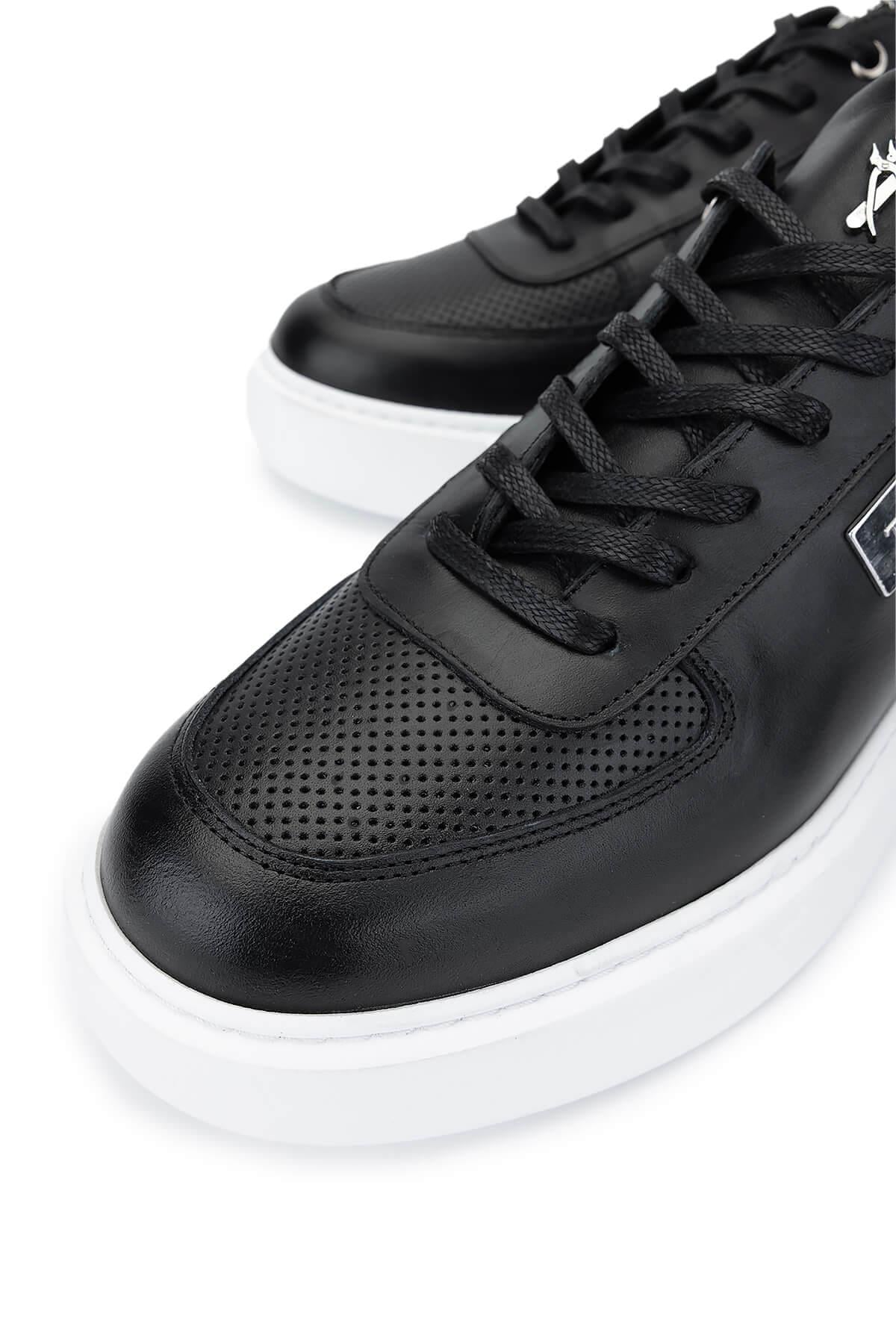 Tamer Tanca Erkek Hakiki Deri Siyah Sneakers & Spor Ayakkabı