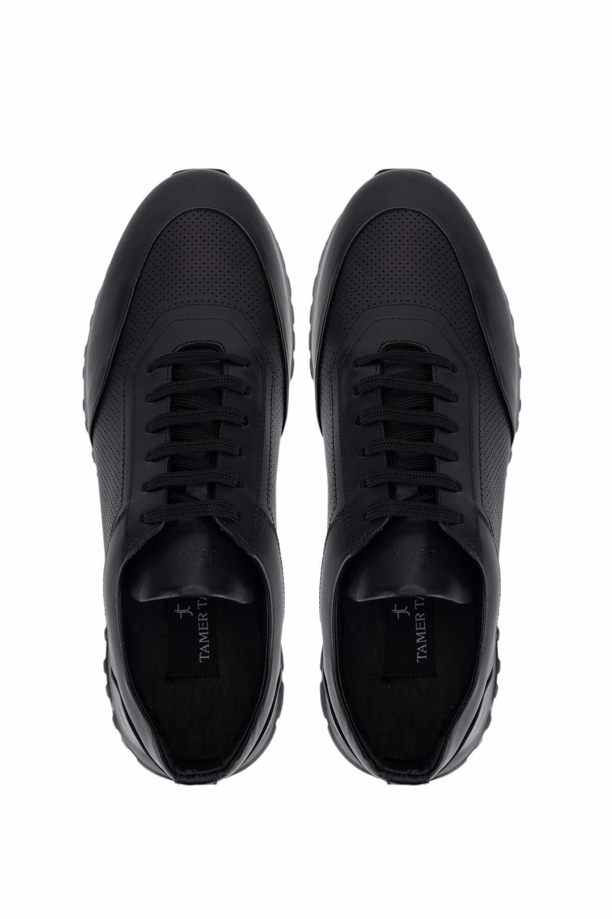 Tamer Tanca Erkek Hakiki Deri Siyah Sneakers & Spor Ayakkabı