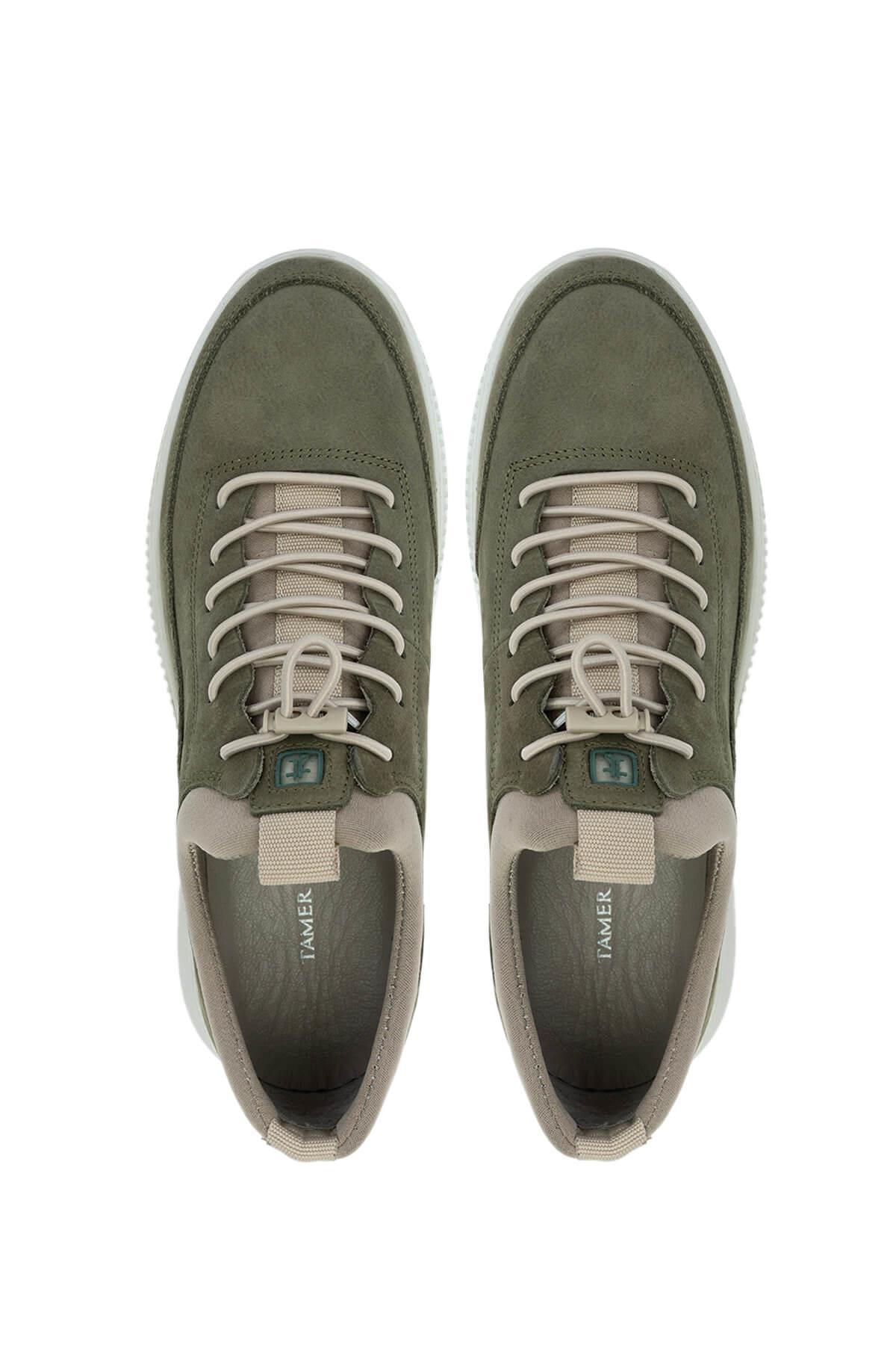 Tamer Tanca Erkek Hakiki Deri Yeşil Nubuk Sneakers & Spor Ayakkabı