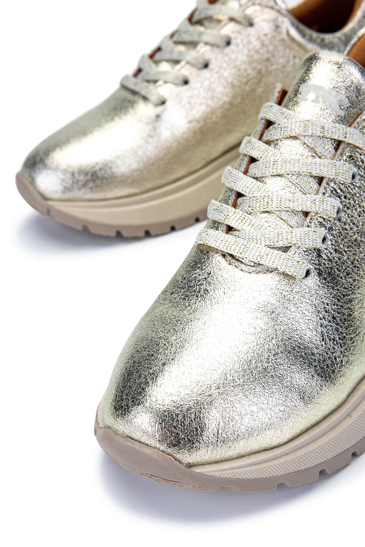 Tamer Tanca Kadın Hakiki Deri Altın Rugan Sneakers & Spor Ayakkabı
