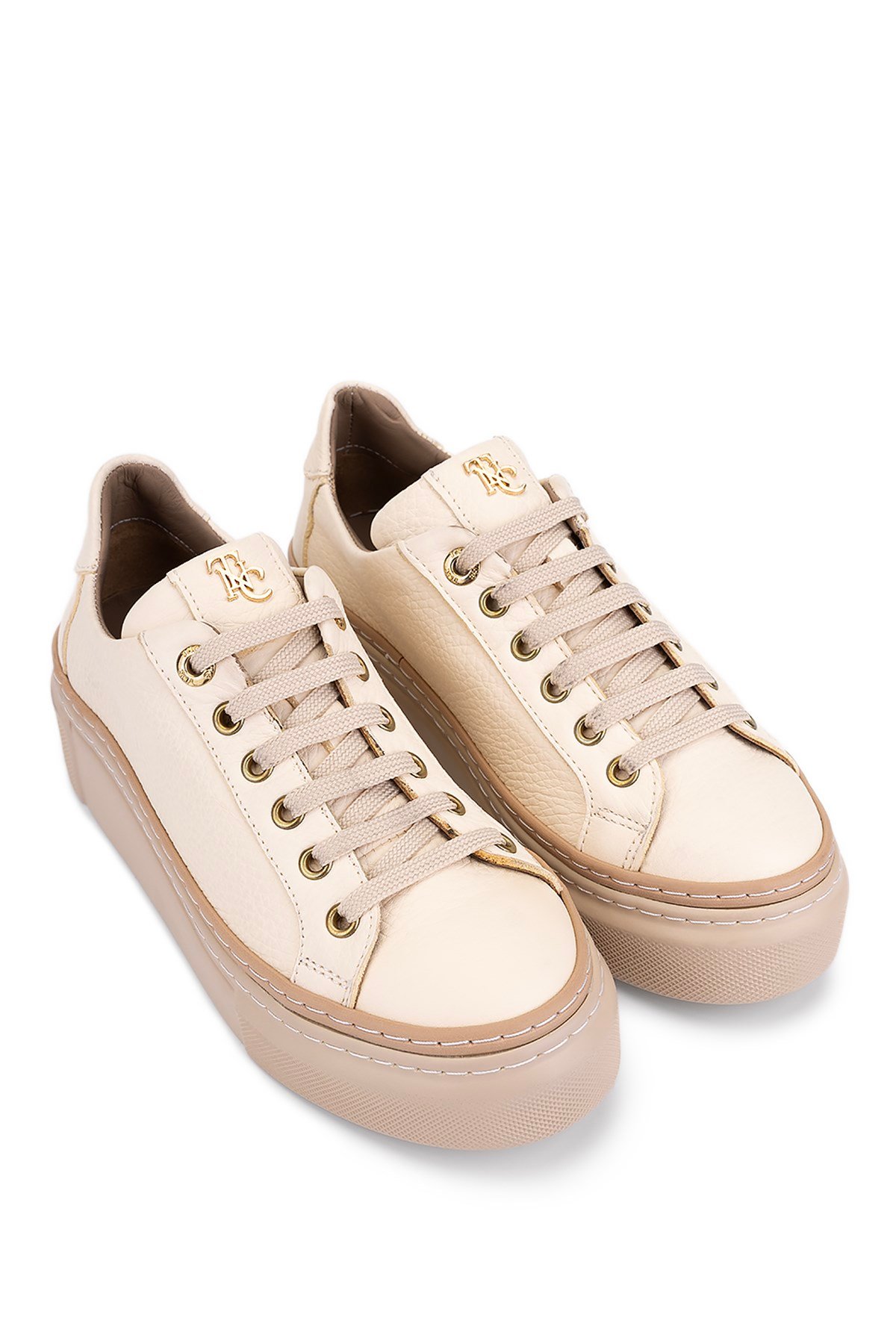 Tamer Tanca Kadın Hakiki Deri Bej Sneakers & Spor Ayakkabı
