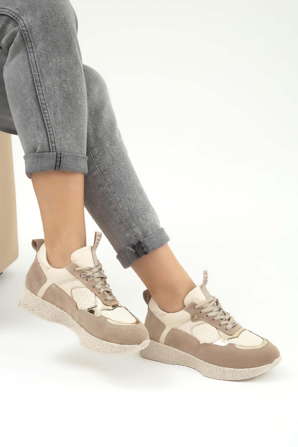 Tamer Tanca Kadın Hakiki Deri Bej Sneakers & Spor Ayakkabı