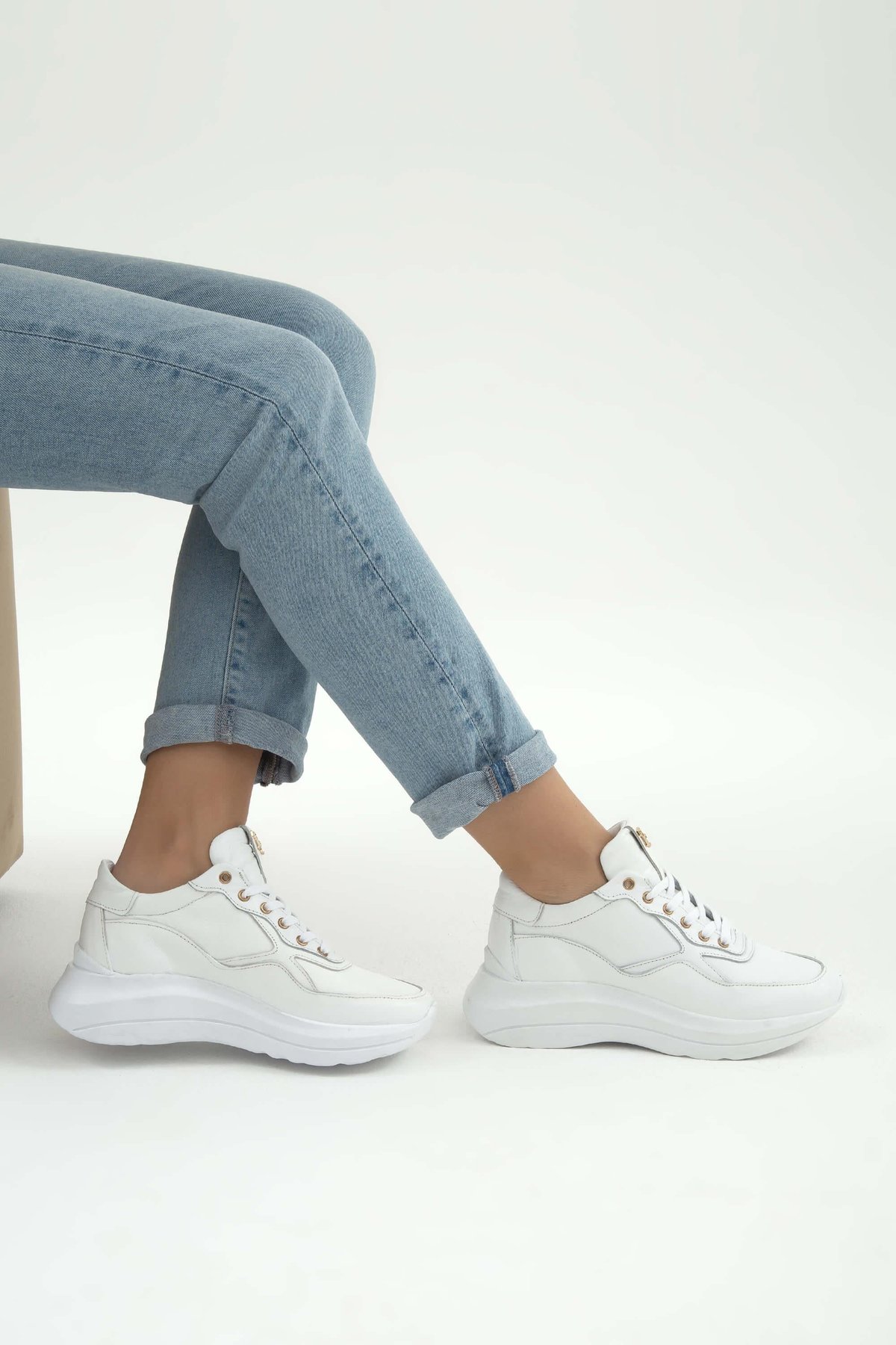 Tamer Tanca Kadın Hakiki Deri Beyaz Sneakers & Spor Ayakkabı