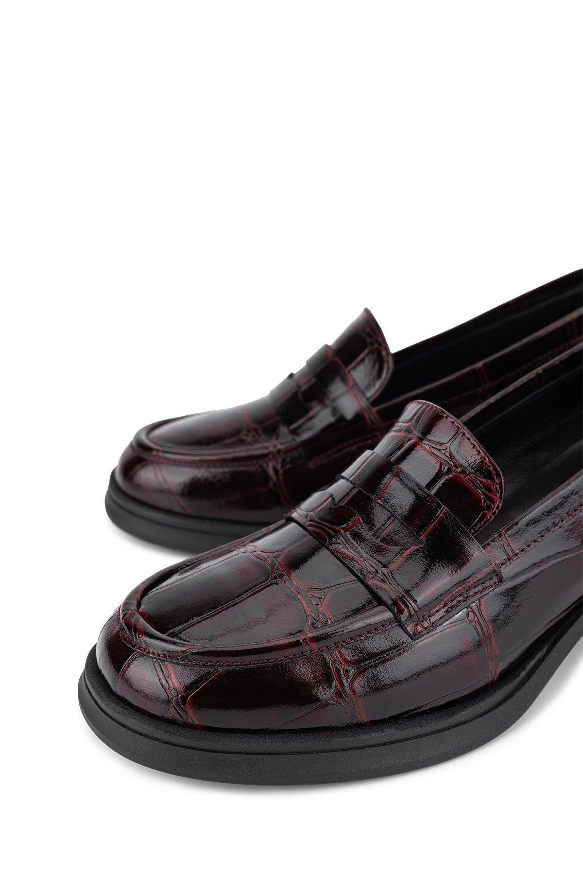 Tamer Tanca Kadın Hakiki Deri Bordo Loafer Ayakkabı