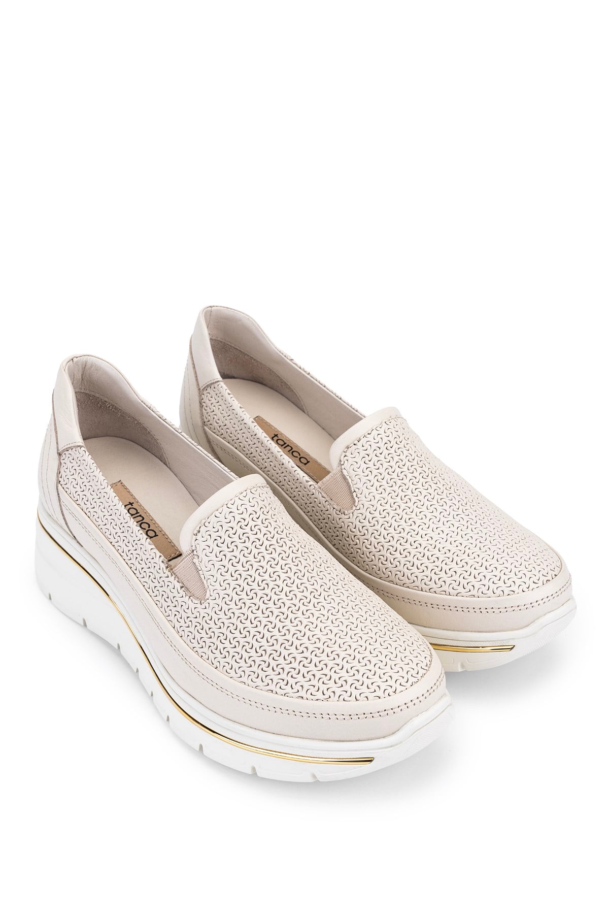 Tamer Tanca Kadın Hakiki Deri Krem Sneakers & Spor Ayakkabı