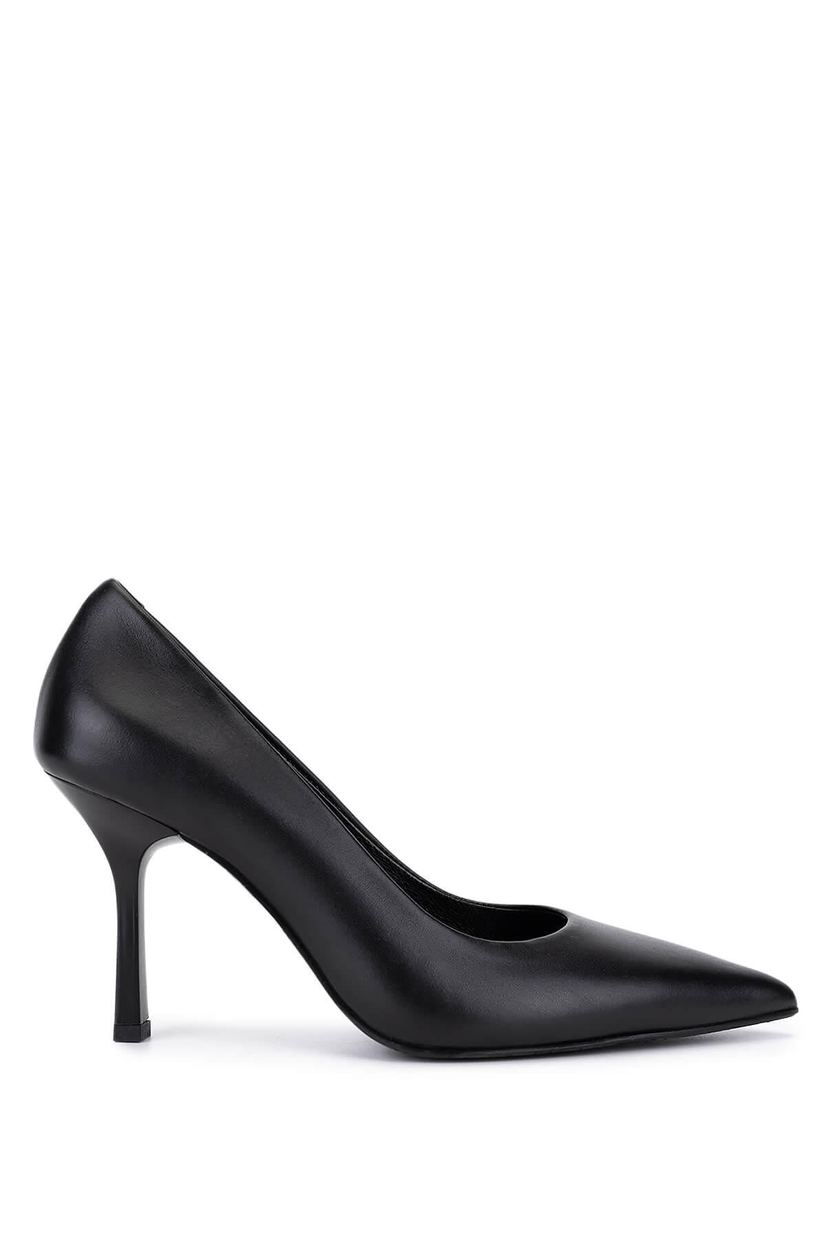Tamer Tanca Kadın Hakiki Deri Siyah Deri Topuklu Ayakkabı