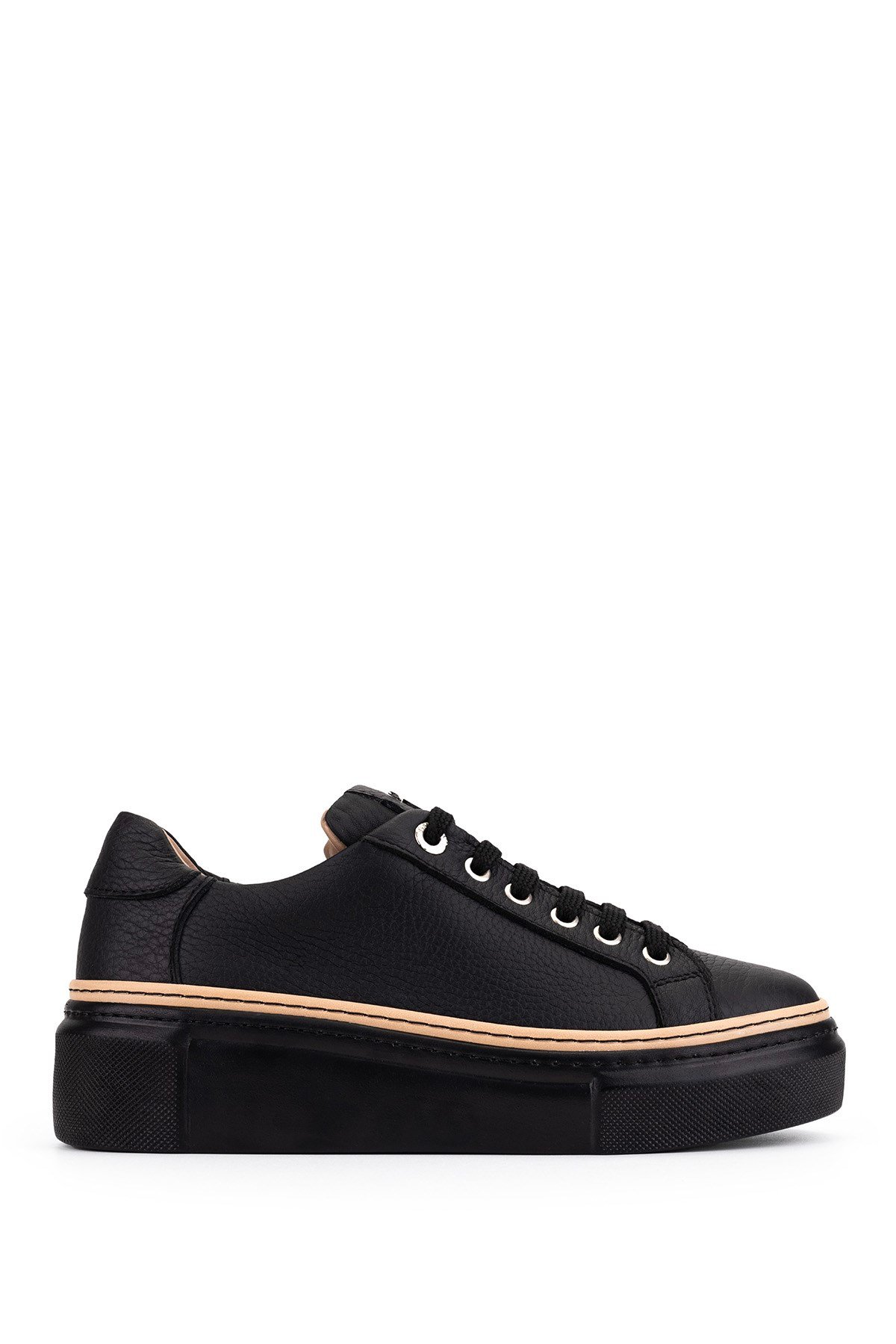 Tamer Tanca Kadın Hakiki Deri Siyah Floter Sneakers & Spor Ayakkabı