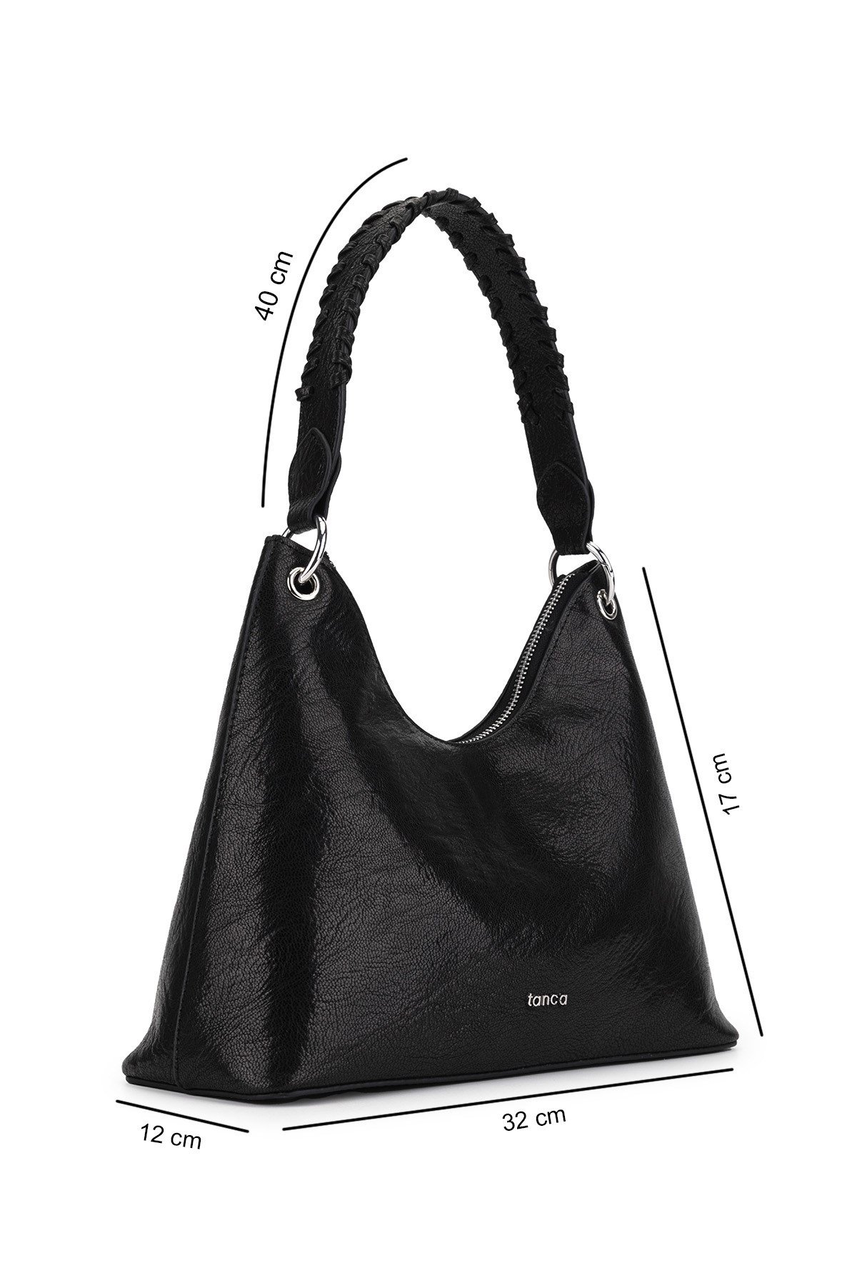 Tamer Tanca Kadın Hakiki Deri Siyah Kol Çantası