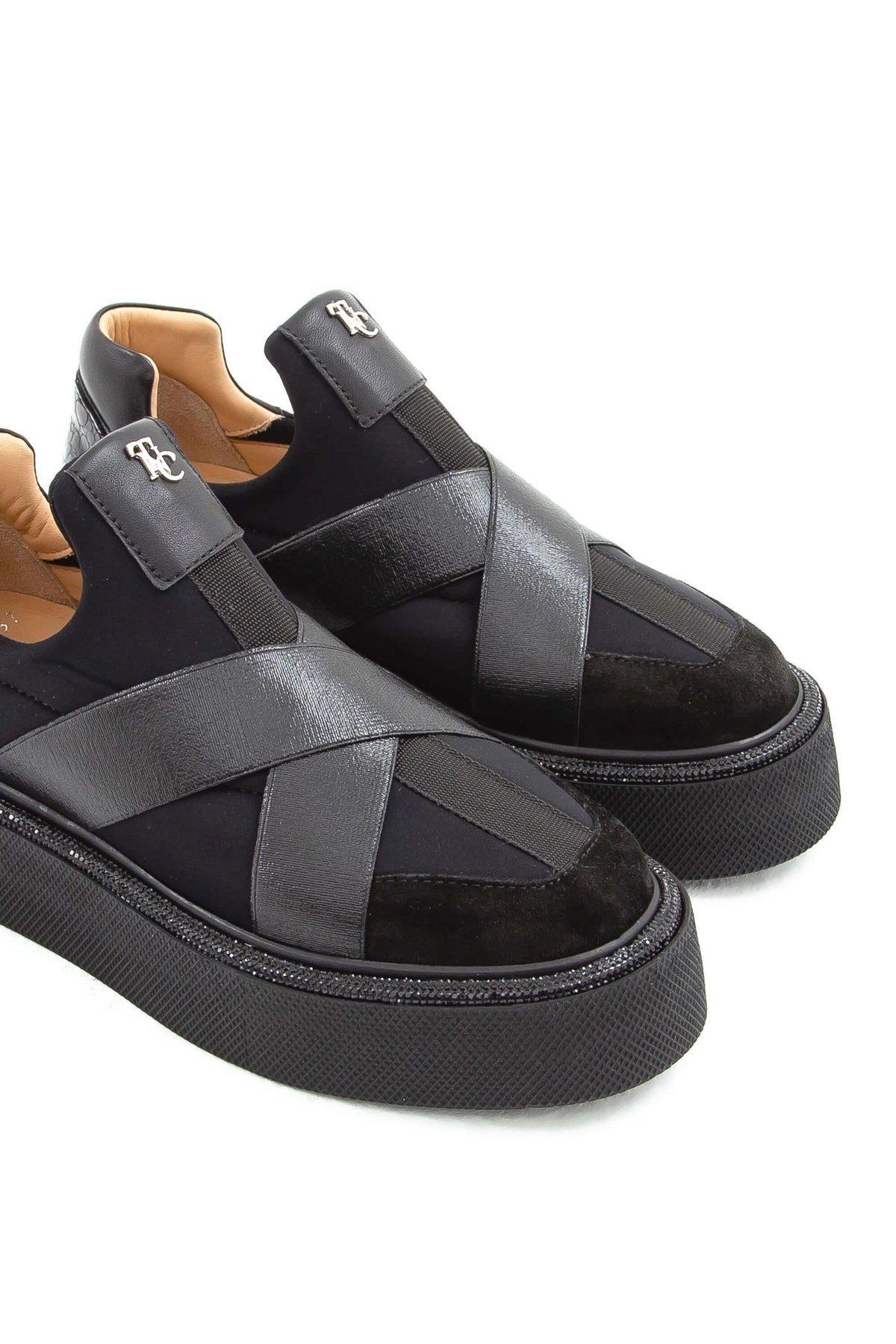 Tamer Tanca Kadın Hakiki Deri Siyah Rugan Sneakers & Spor Ayakkabı