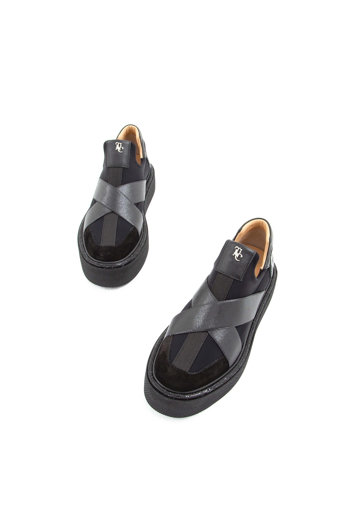 Tamer Tanca Kadın Hakiki Deri Siyah Rugan Sneakers & Spor Ayakkabı