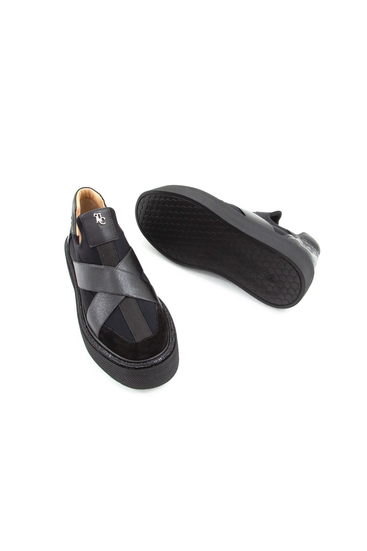 Tamer Tanca Kadın Hakiki Deri Siyah Rugan Sneakers & Spor Ayakkabı